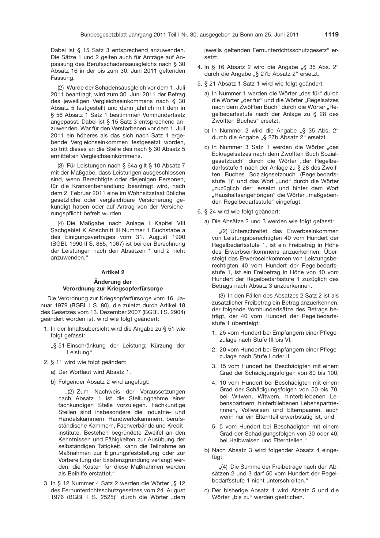 BGBl. 2011, Seite 1119 — Originalseite als Abbildung