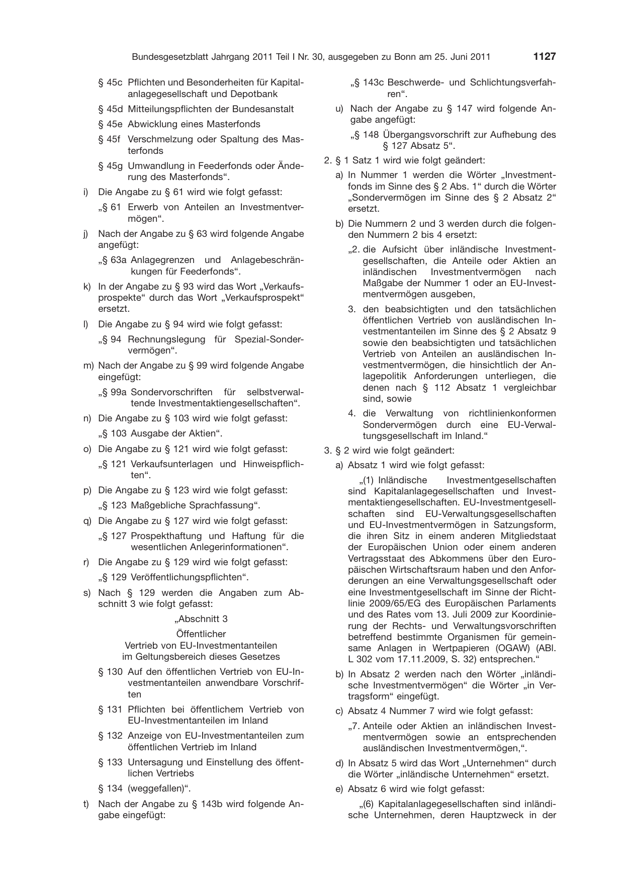 BGBl. 2011, Seite 1127 — Originalseite als Abbildung
