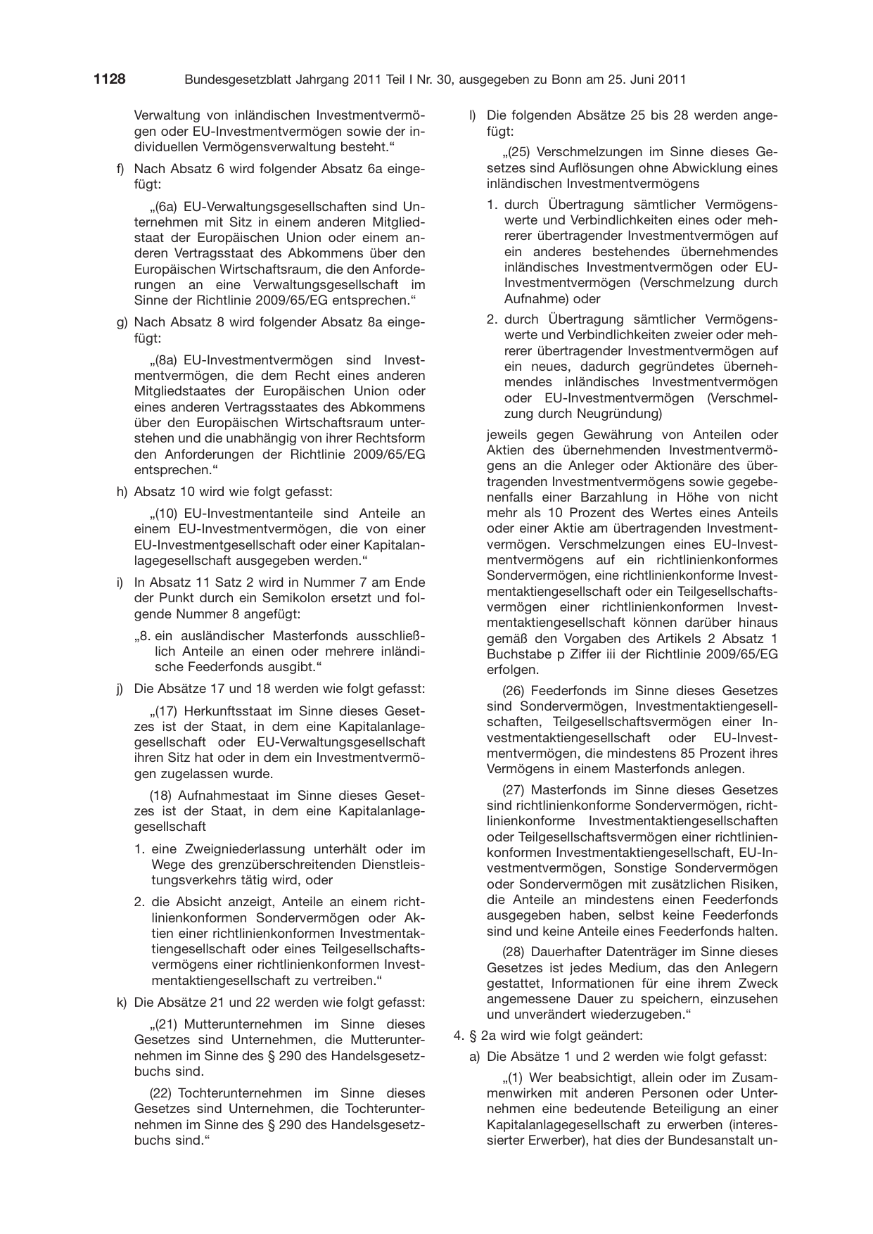 BGBl. 2011, Seite 1128 — Originalseite als Abbildung