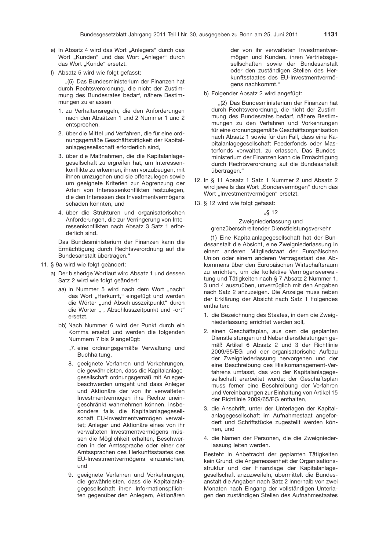 BGBl. 2011, Seite 1131 — Originalseite als Abbildung