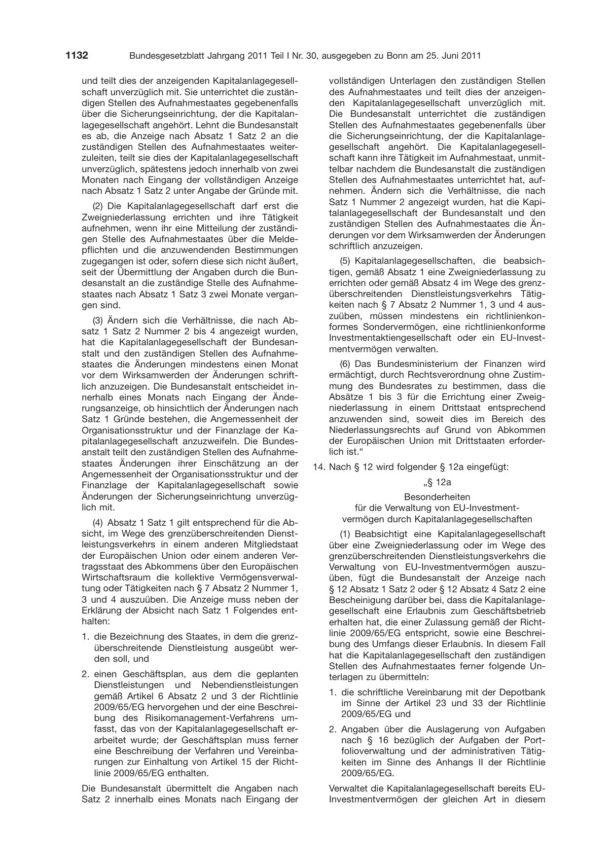 BGBl. 2011, Seite 1132 — Originalseite als Abbildung