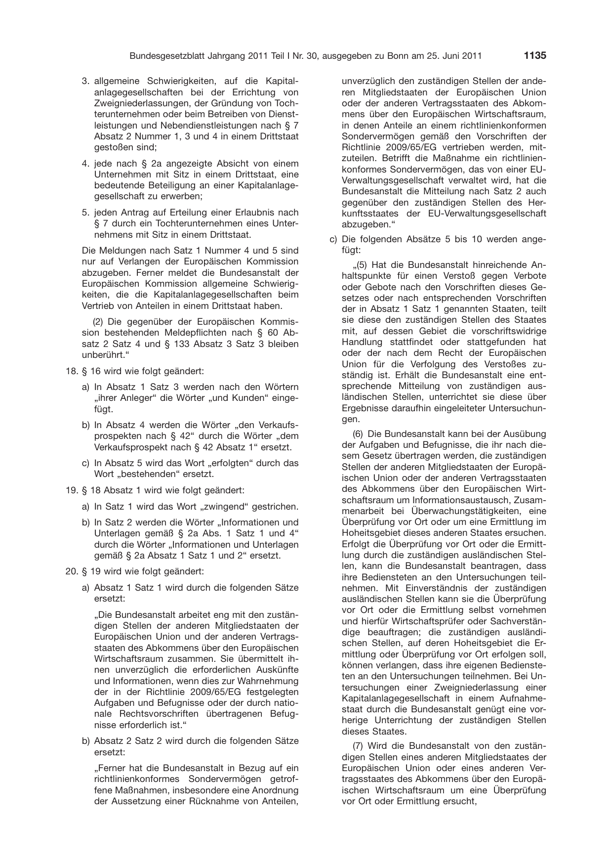 BGBl. 2011, Seite 1135 — Originalseite als Abbildung
