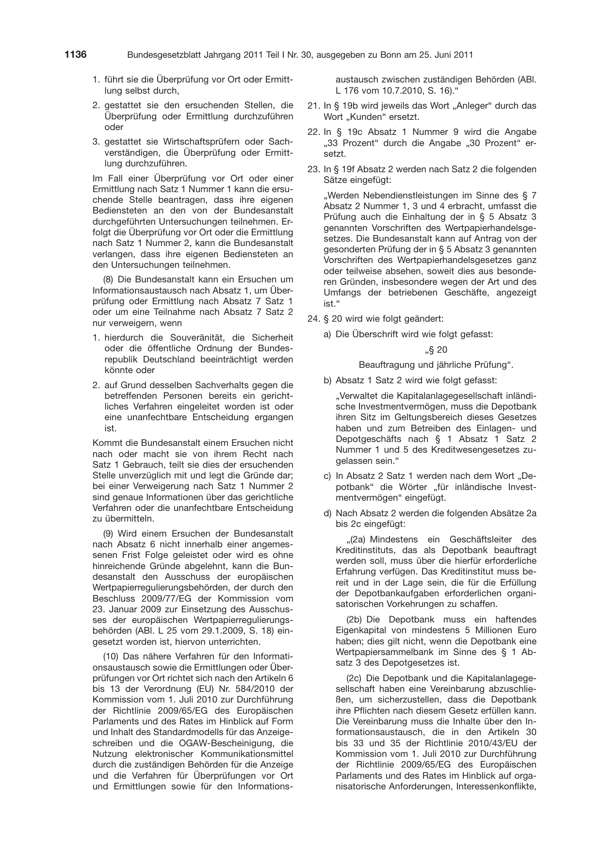 BGBl. 2011, Seite 1136 — Originalseite als Abbildung