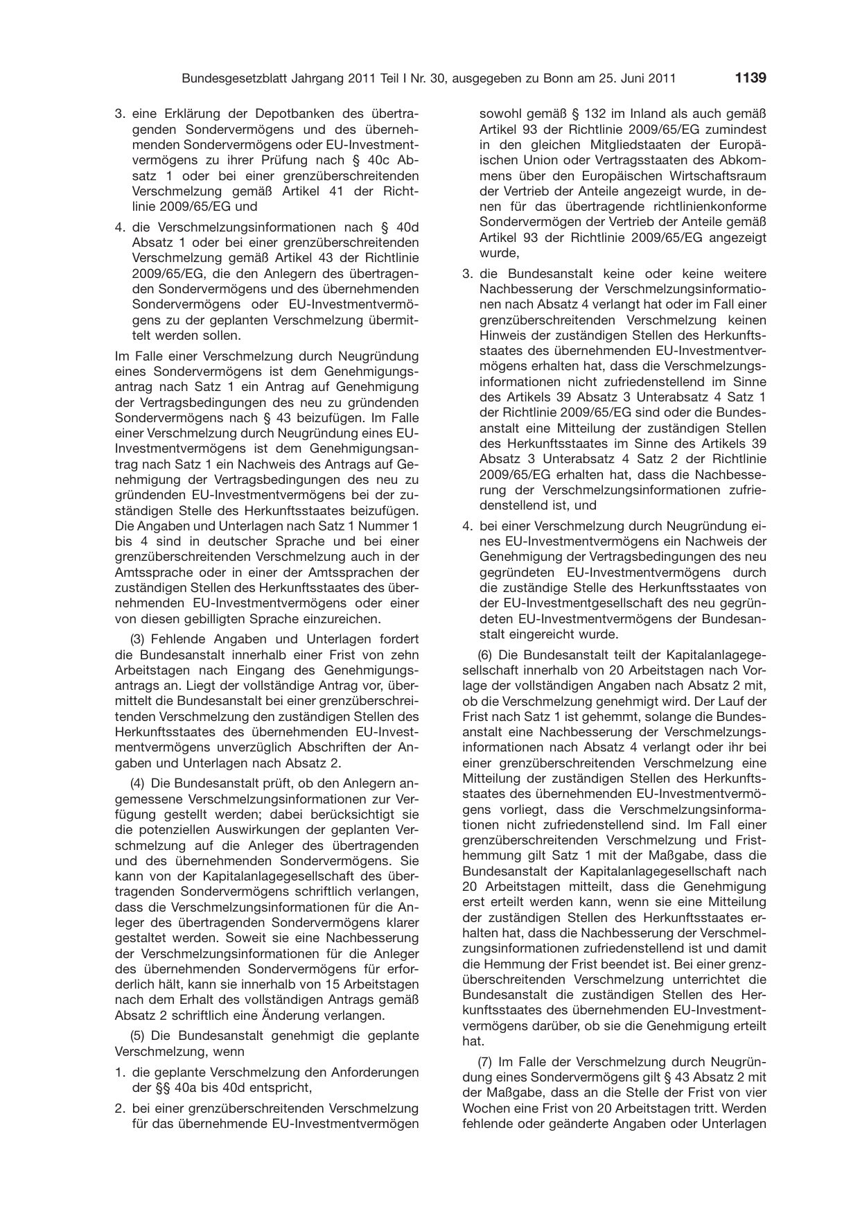 BGBl. 2011, Seite 1139 — Originalseite als Abbildung