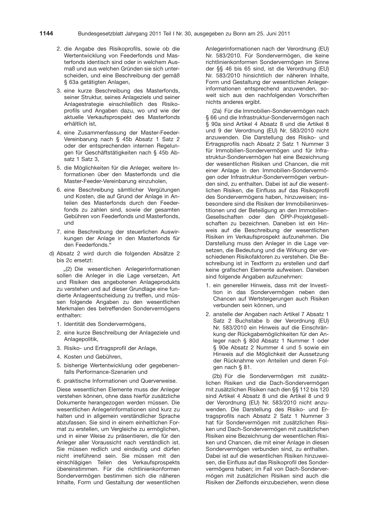 BGBl. 2011, Seite 1144 — Originalseite als Abbildung