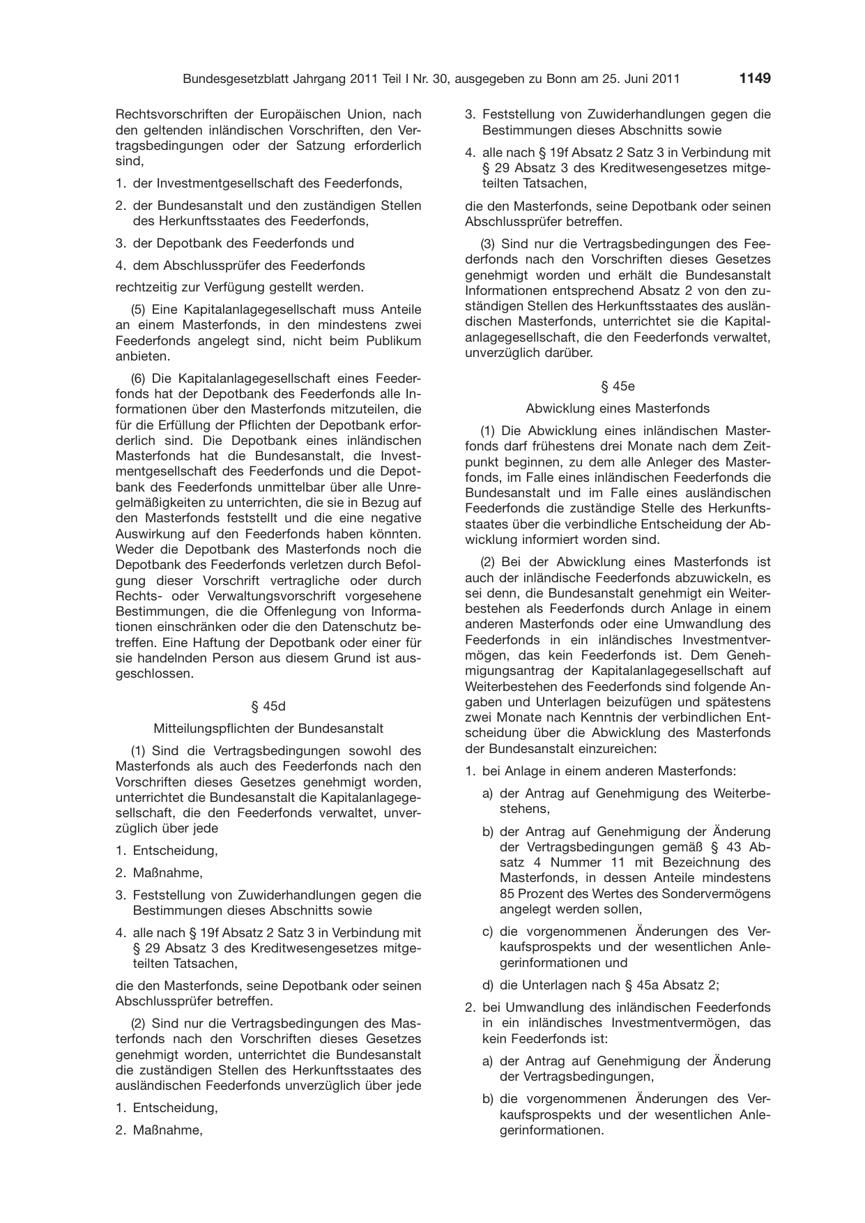 BGBl. 2011, Seite 1149 — Originalseite als Abbildung