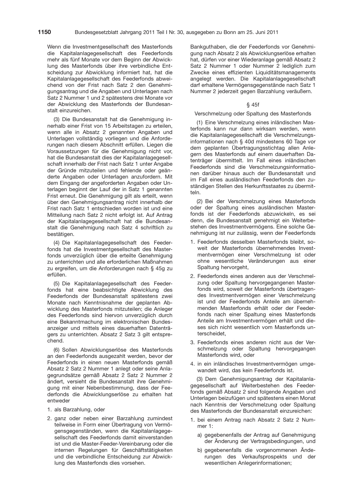 BGBl. 2011, Seite 1150 — Originalseite als Abbildung