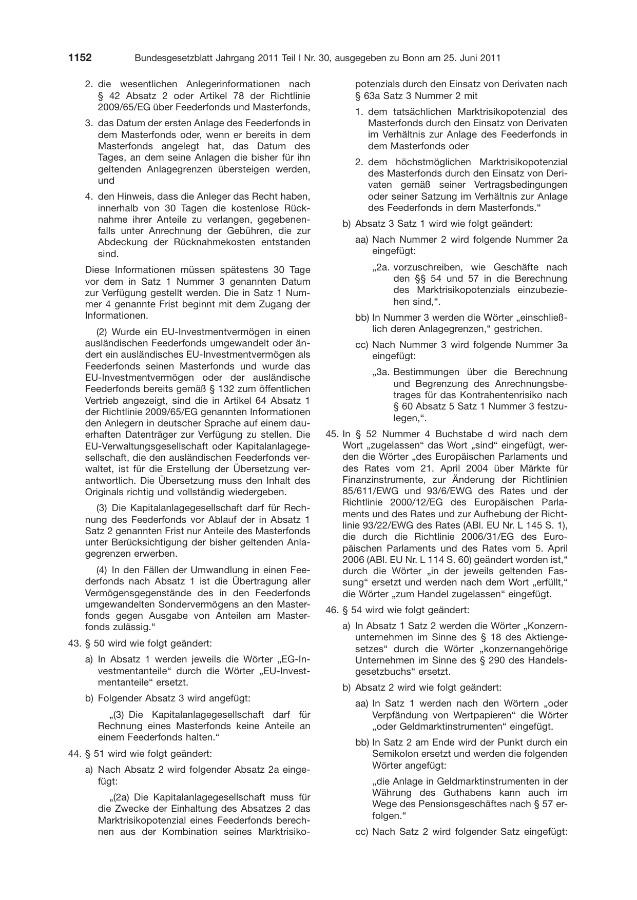 BGBl. 2011, Seite 1152 — Originalseite als Abbildung