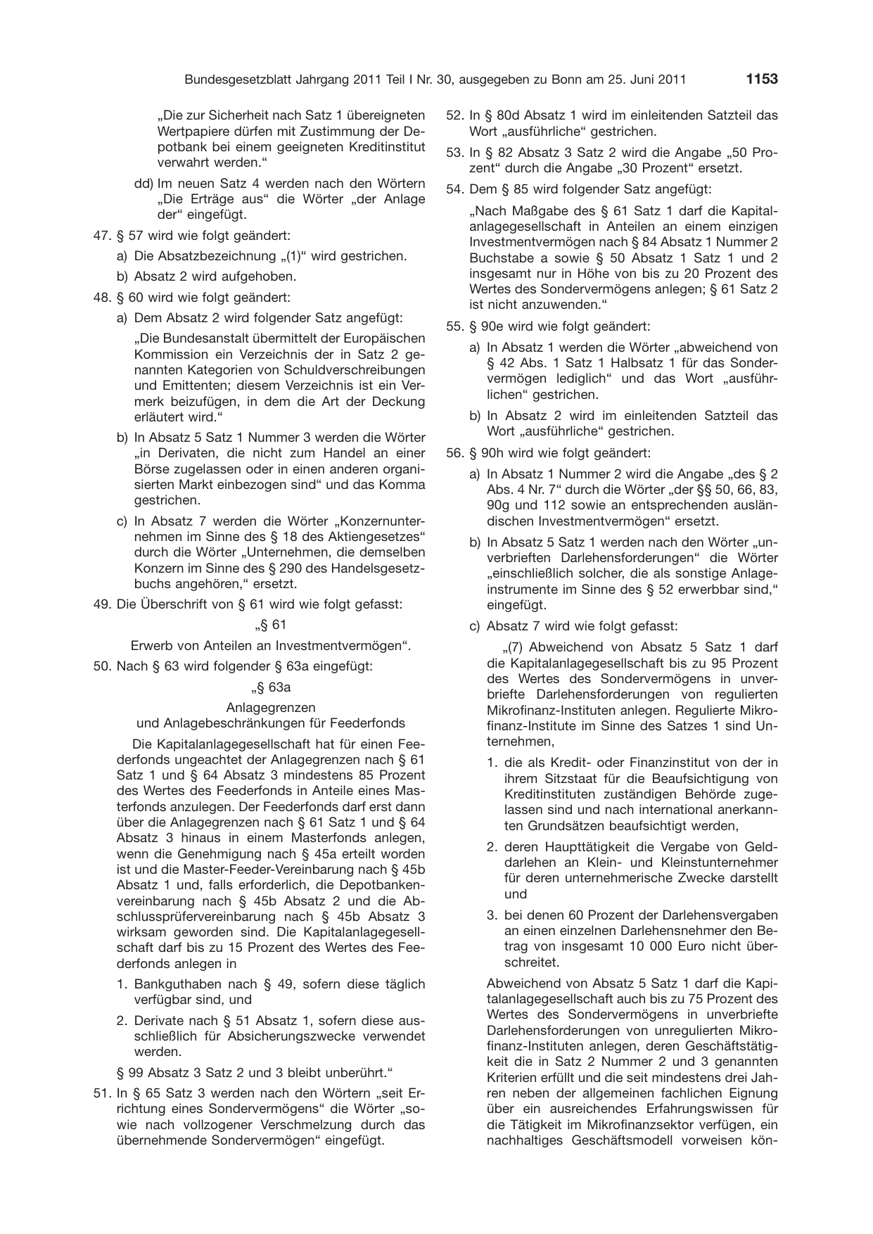 BGBl. 2011, Seite 1153 — Originalseite als Abbildung