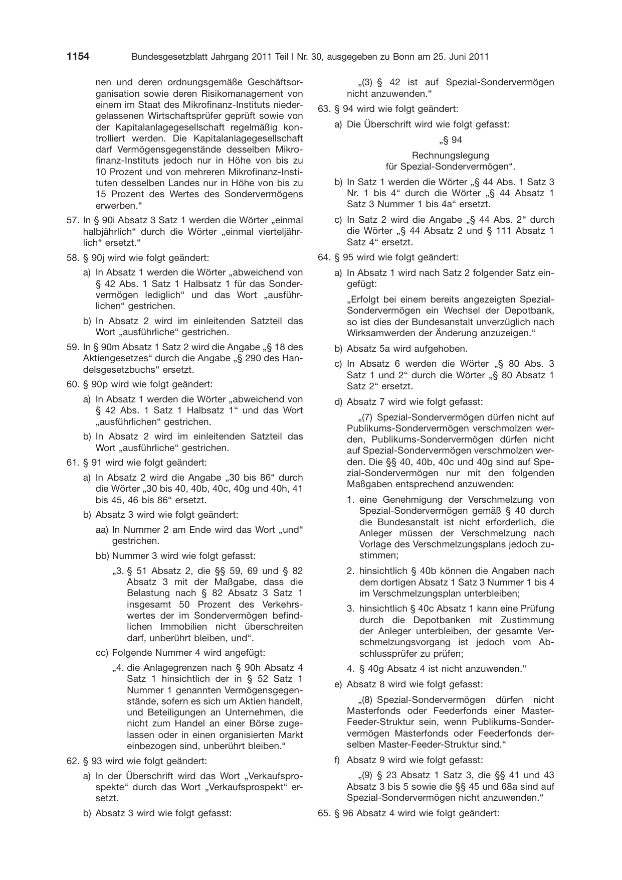 BGBl. 2011, Seite 1154 — Originalseite als Abbildung