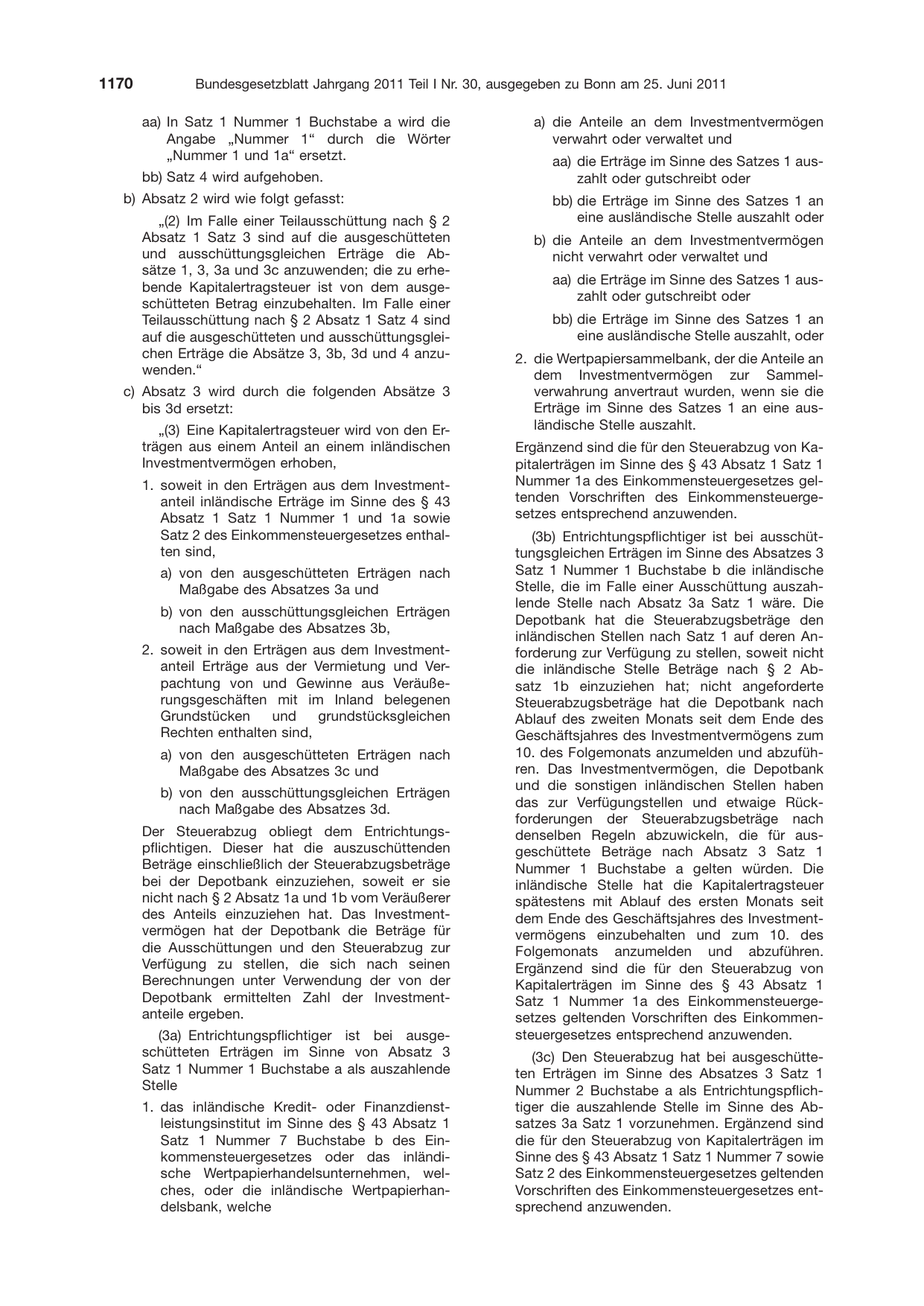 BGBl. 2011, Seite 1170 — Originalseite als Abbildung