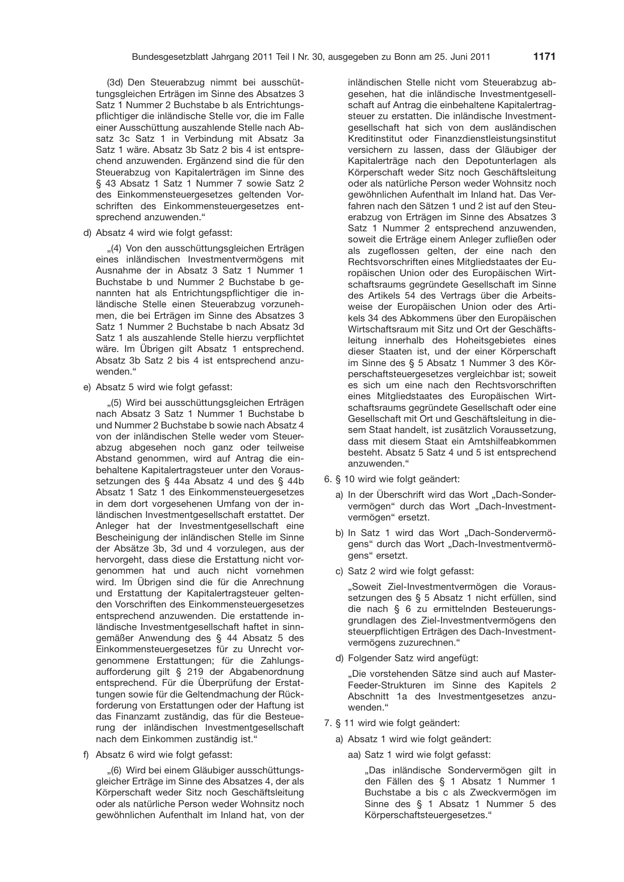 BGBl. 2011, Seite 1171 — Originalseite als Abbildung