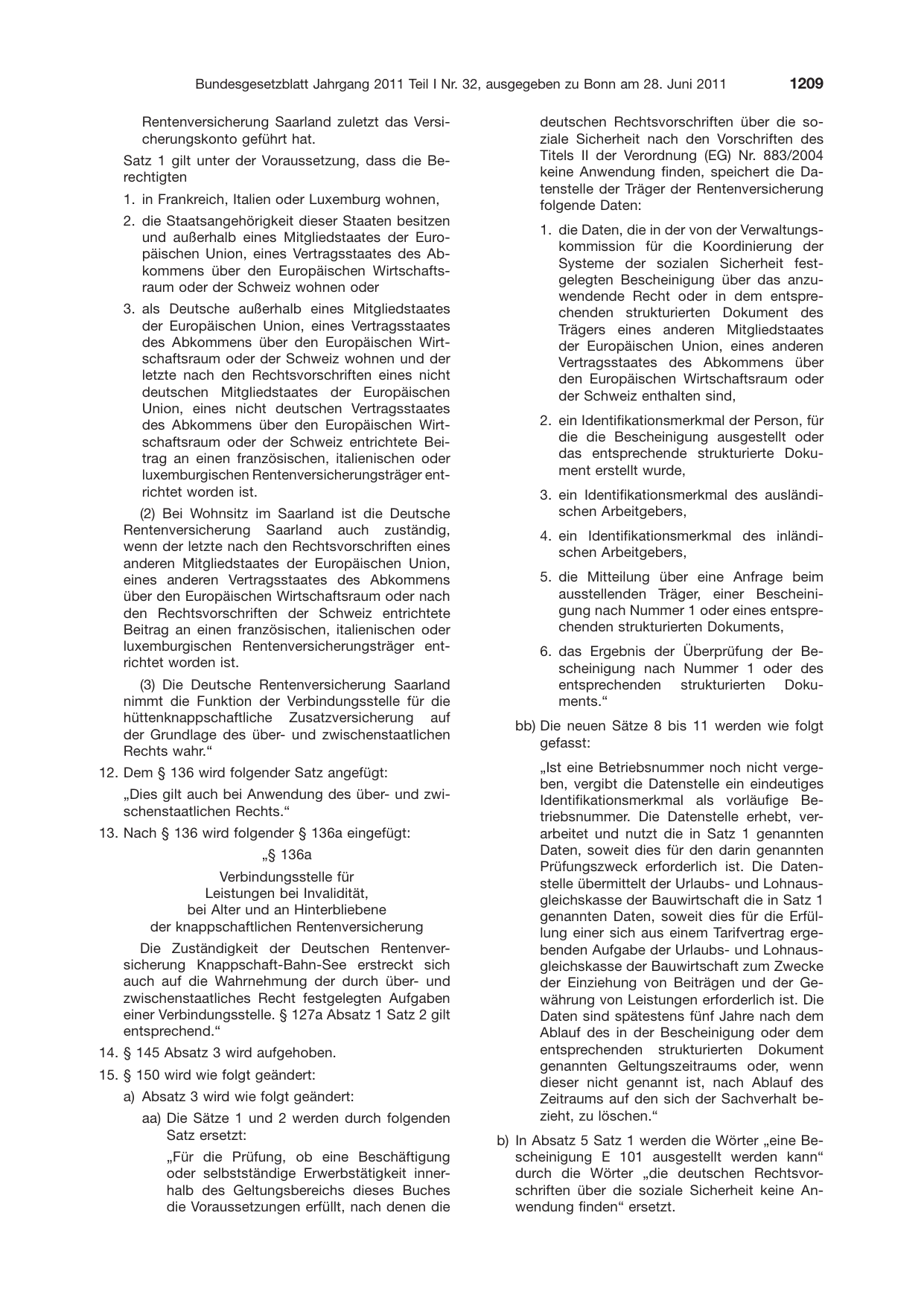 BGBl. 2011, Seite 1209 — Originalseite als Abbildung
