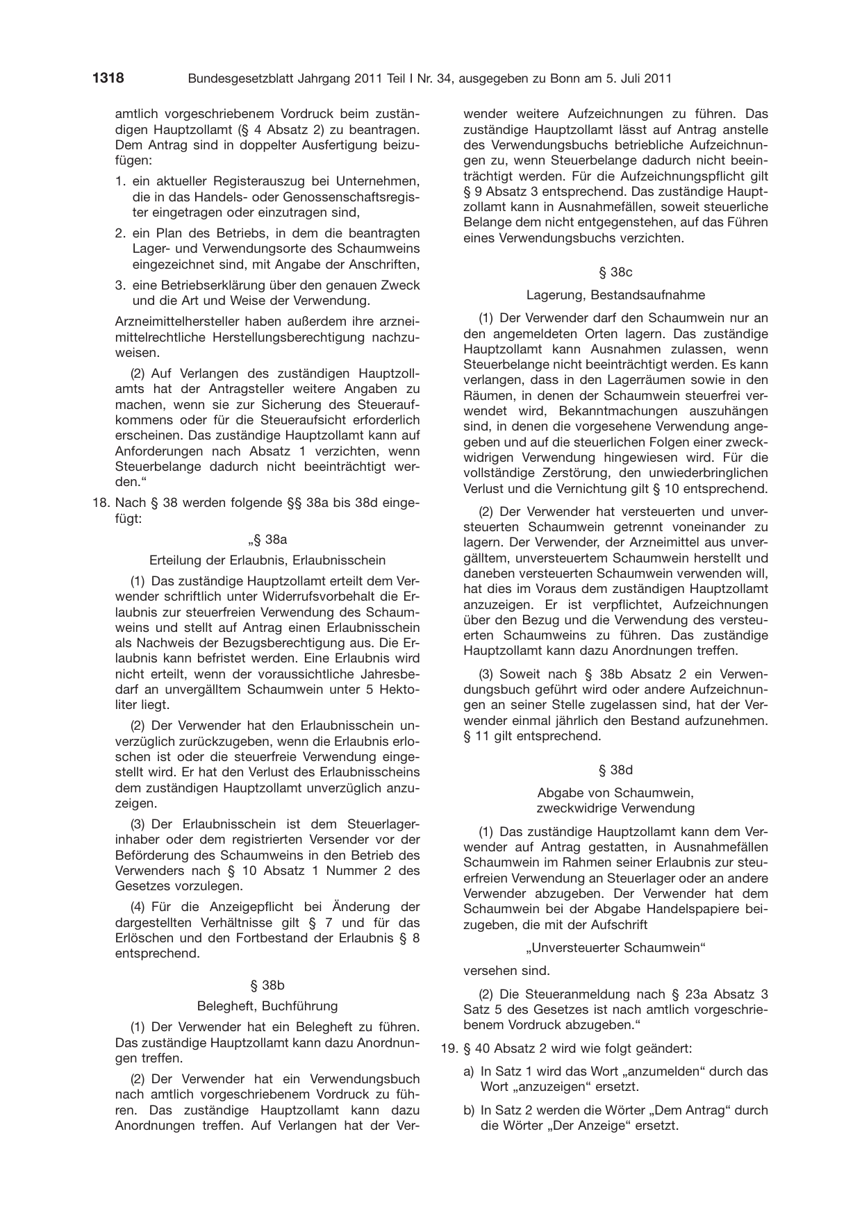 BGBl. 2011, Seite 1318 — Originalseite als Abbildung
