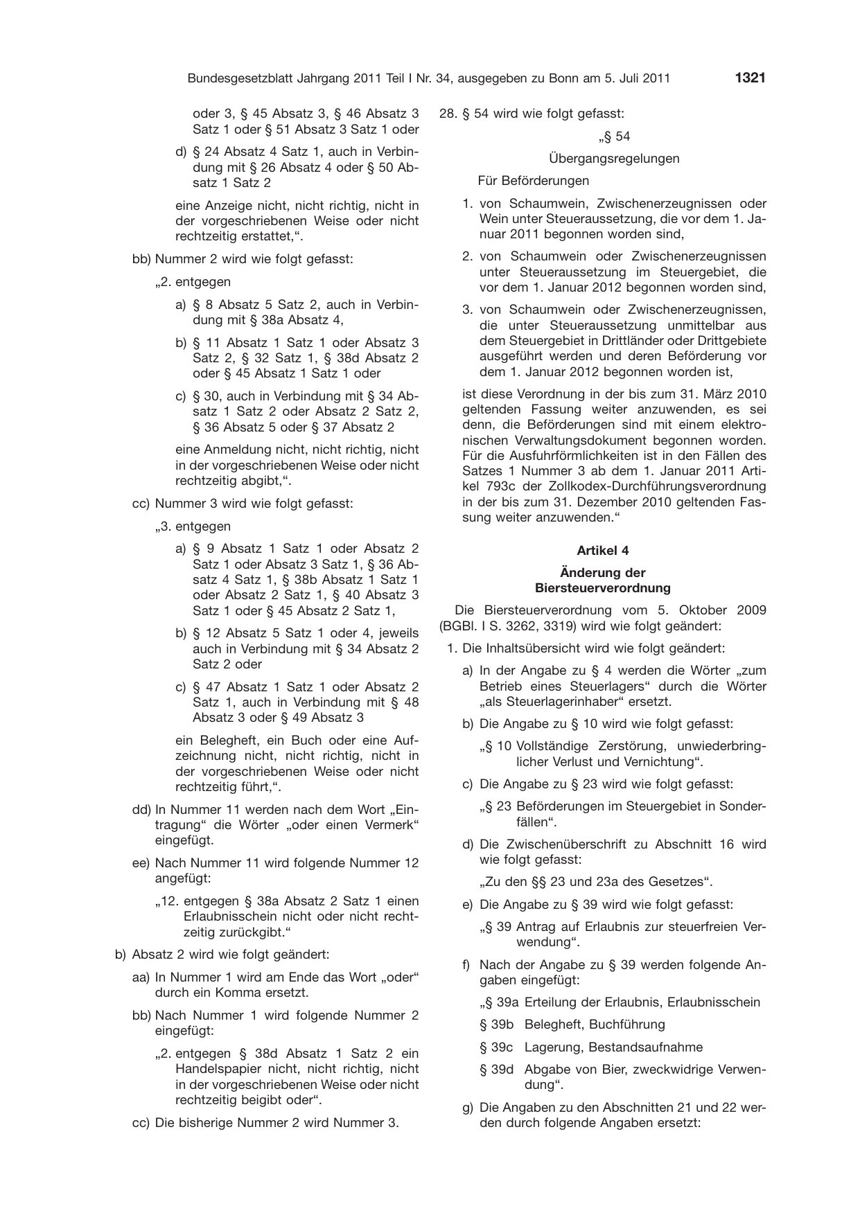 BGBl. 2011, Seite 1321 — Originalseite als Abbildung