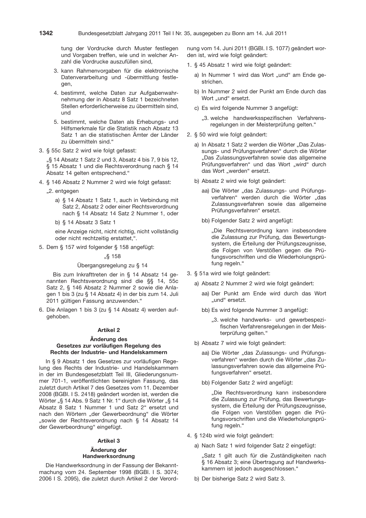 BGBl. 2011, Seite 1342 — Originalseite als Abbildung