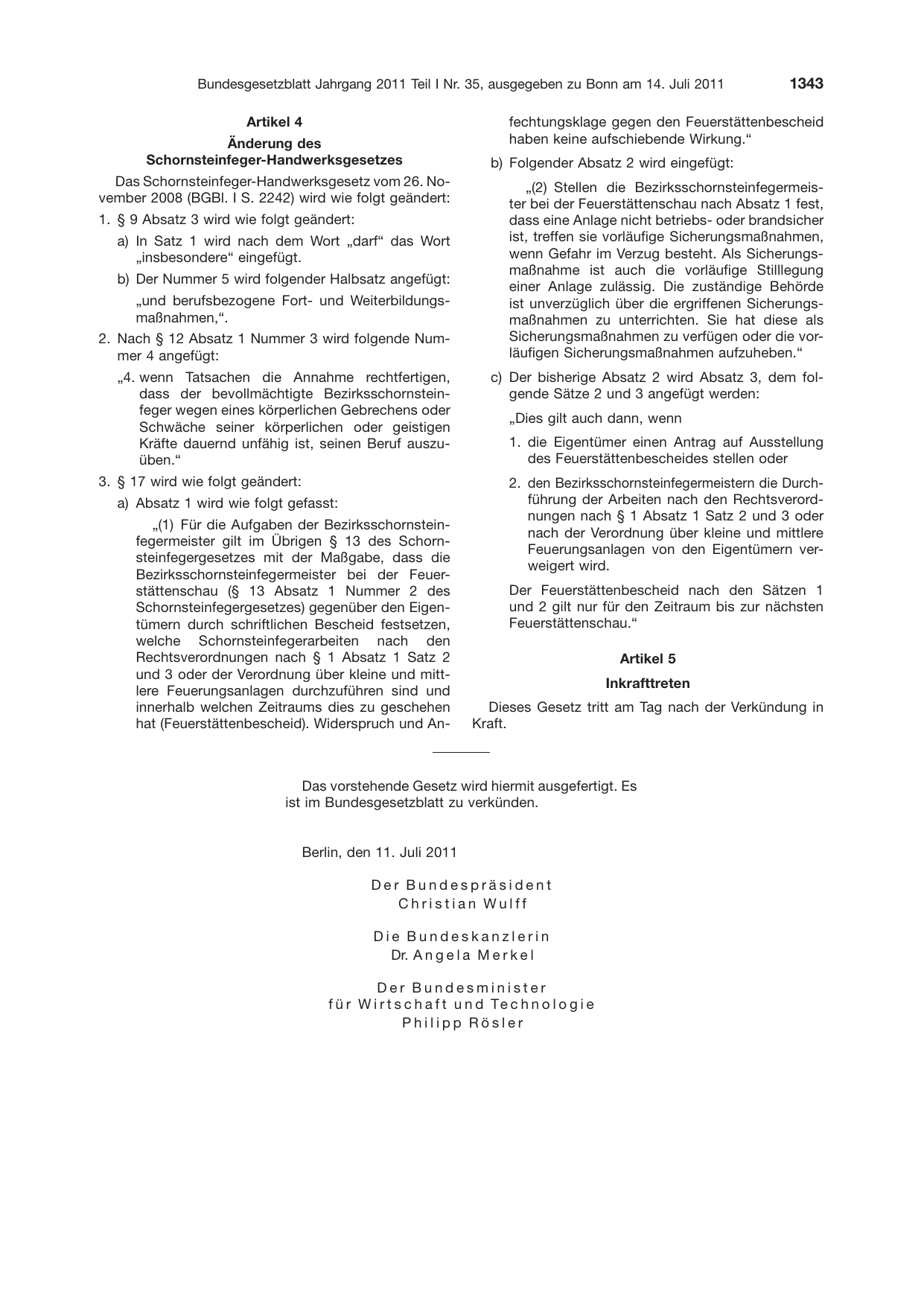 BGBl. 2011, Seite 1343 — Originalseite als Abbildung