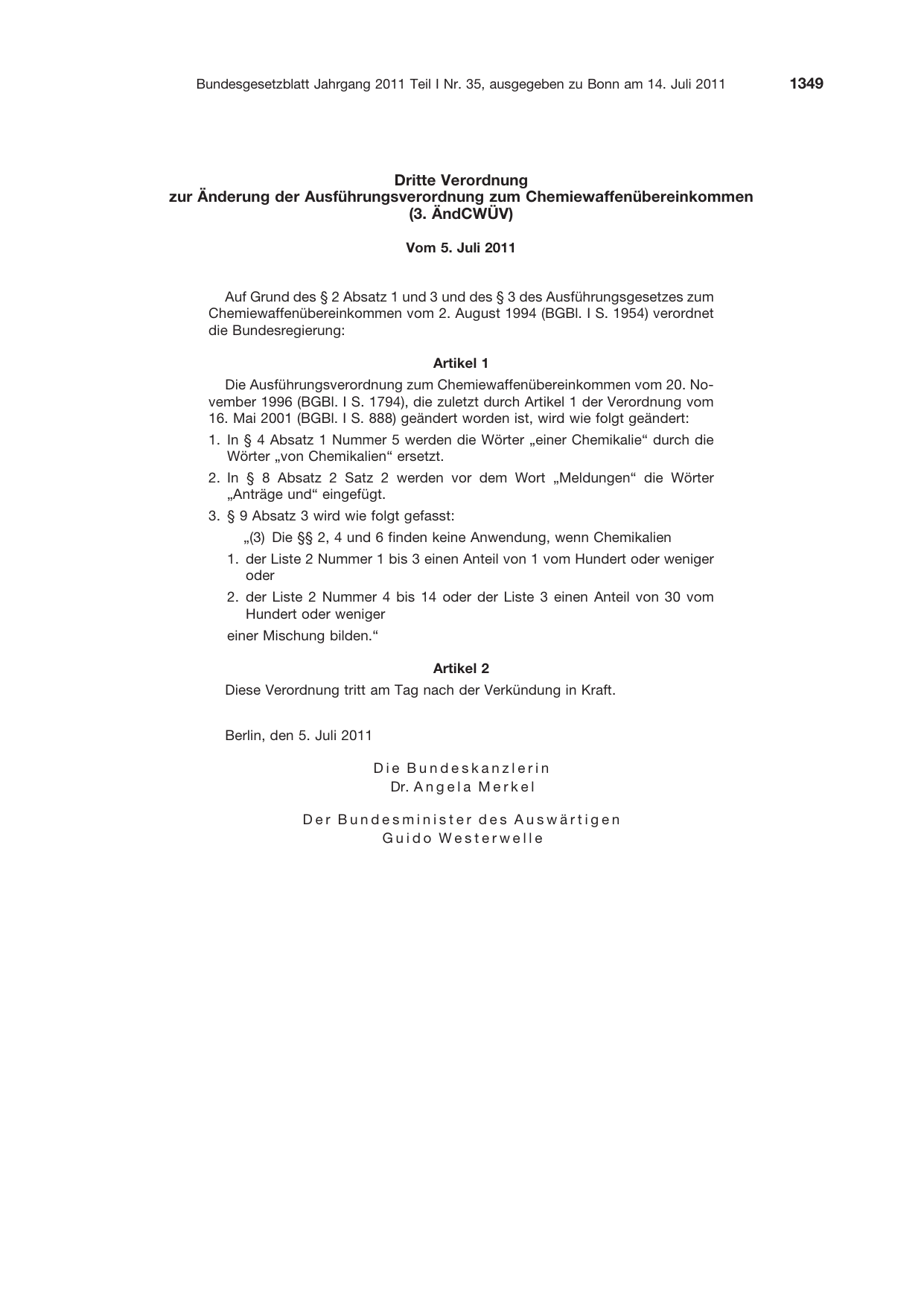 BGBl. 2011, Seite 1349 — Originalseite als Abbildung