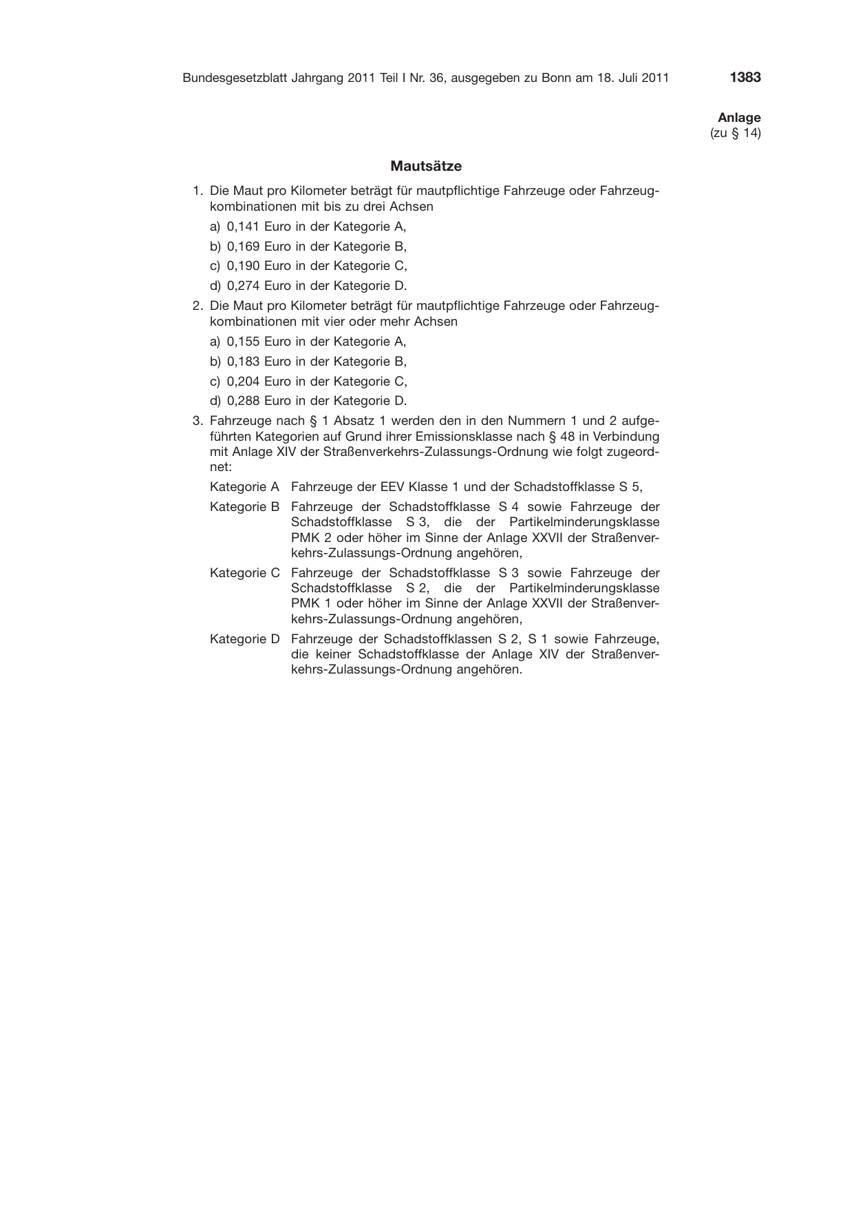 BGBl. 2011, Seite 1383 — Originalseite als Abbildung