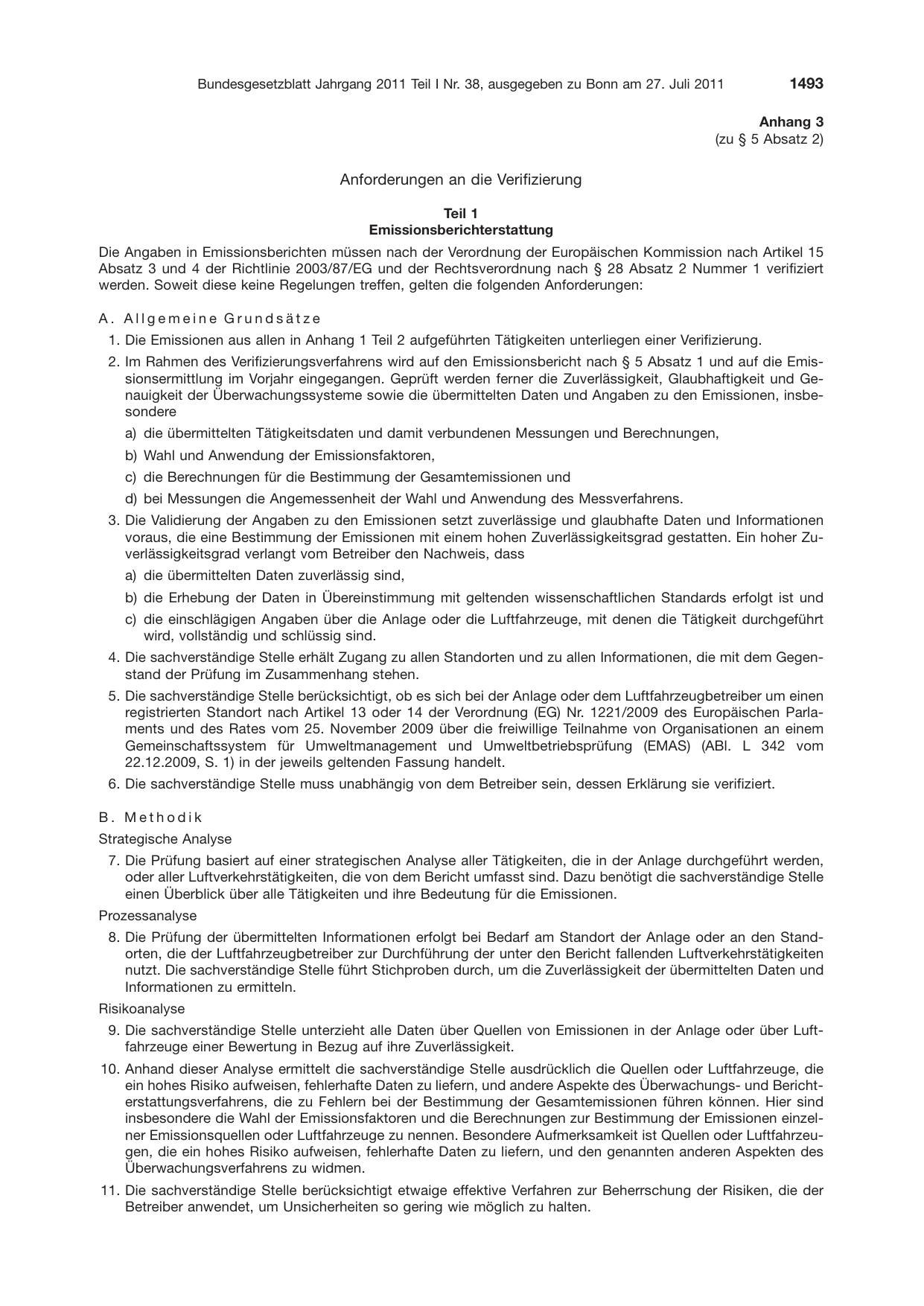 BGBl. 2011, Seite 1493 — Originalseite als Abbildung