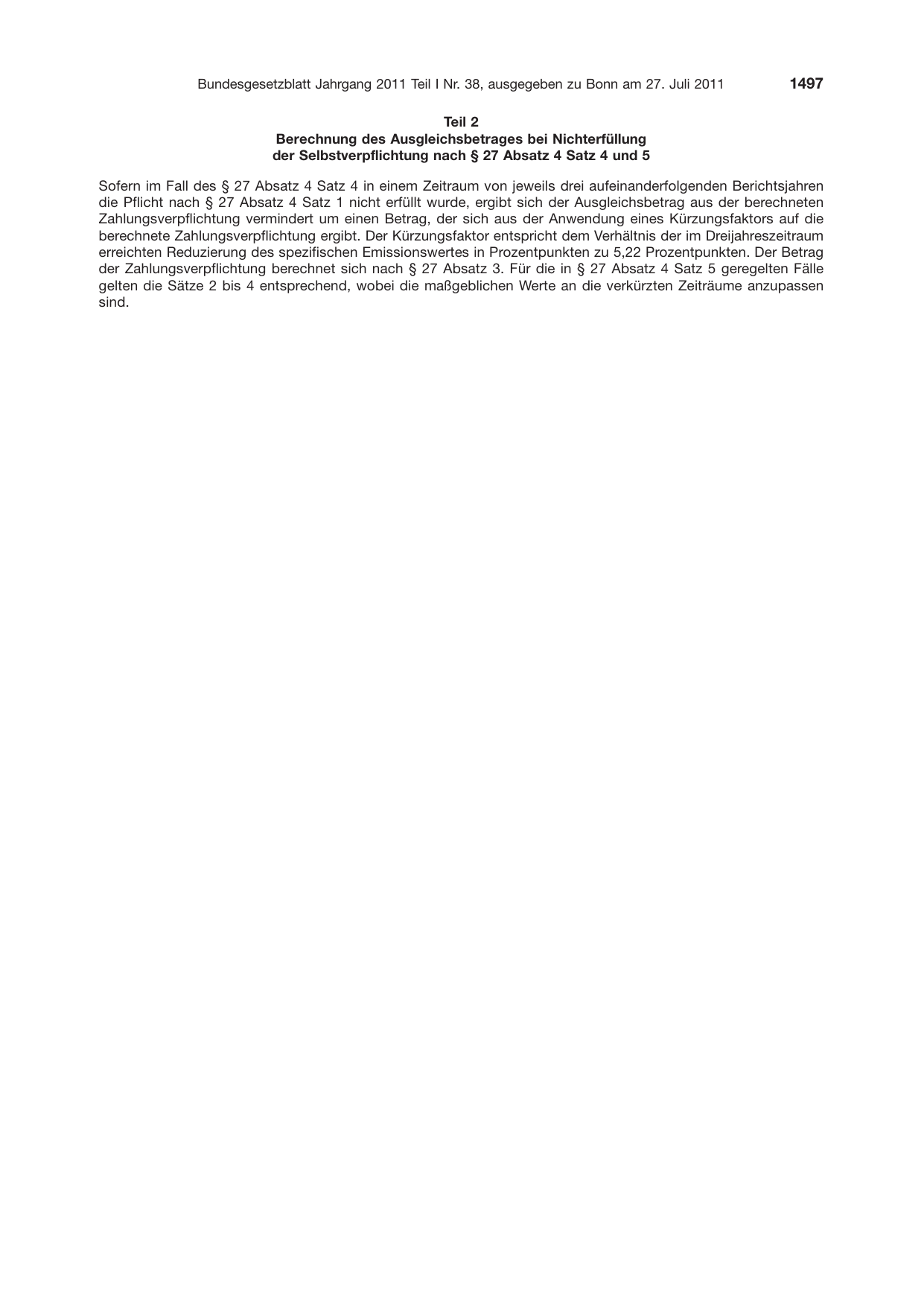 BGBl. 2011, Seite 1497 — Originalseite als Abbildung