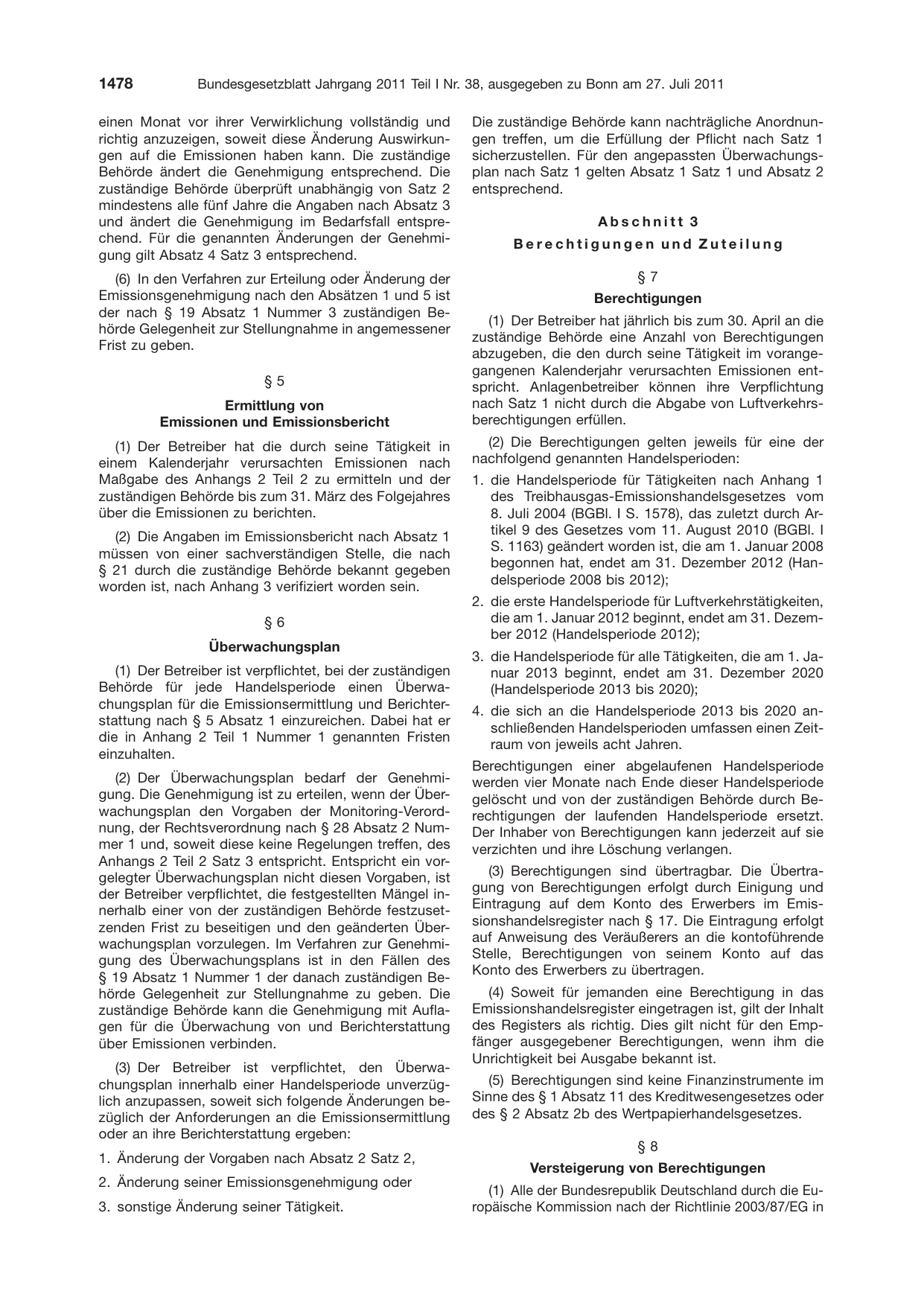 BGBl. 2011, Seite 1478 — Originalseite als Abbildung