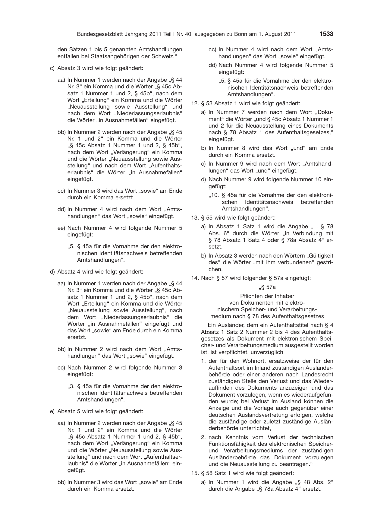 BGBl. 2011, Seite 1533 — Originalseite als Abbildung