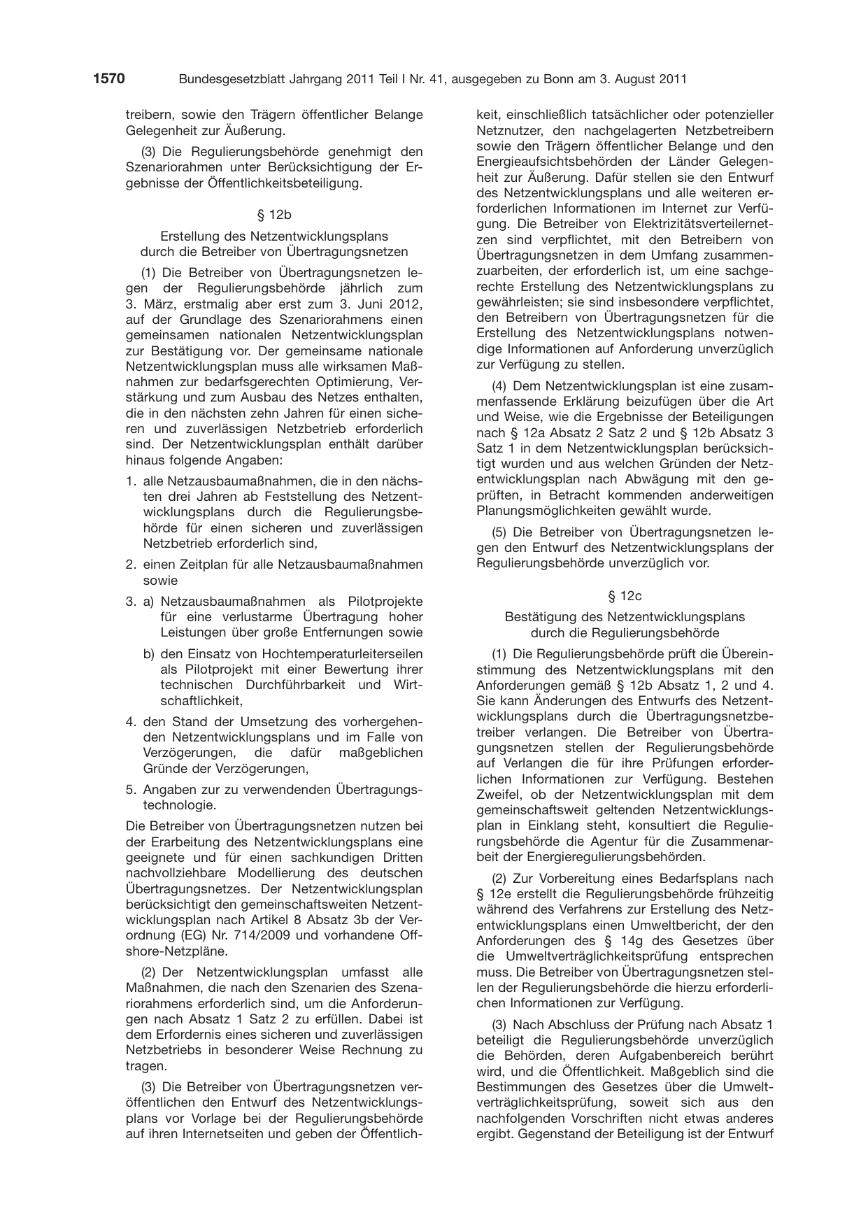 BGBl. 2011, Seite 1570 — Originalseite als Abbildung
