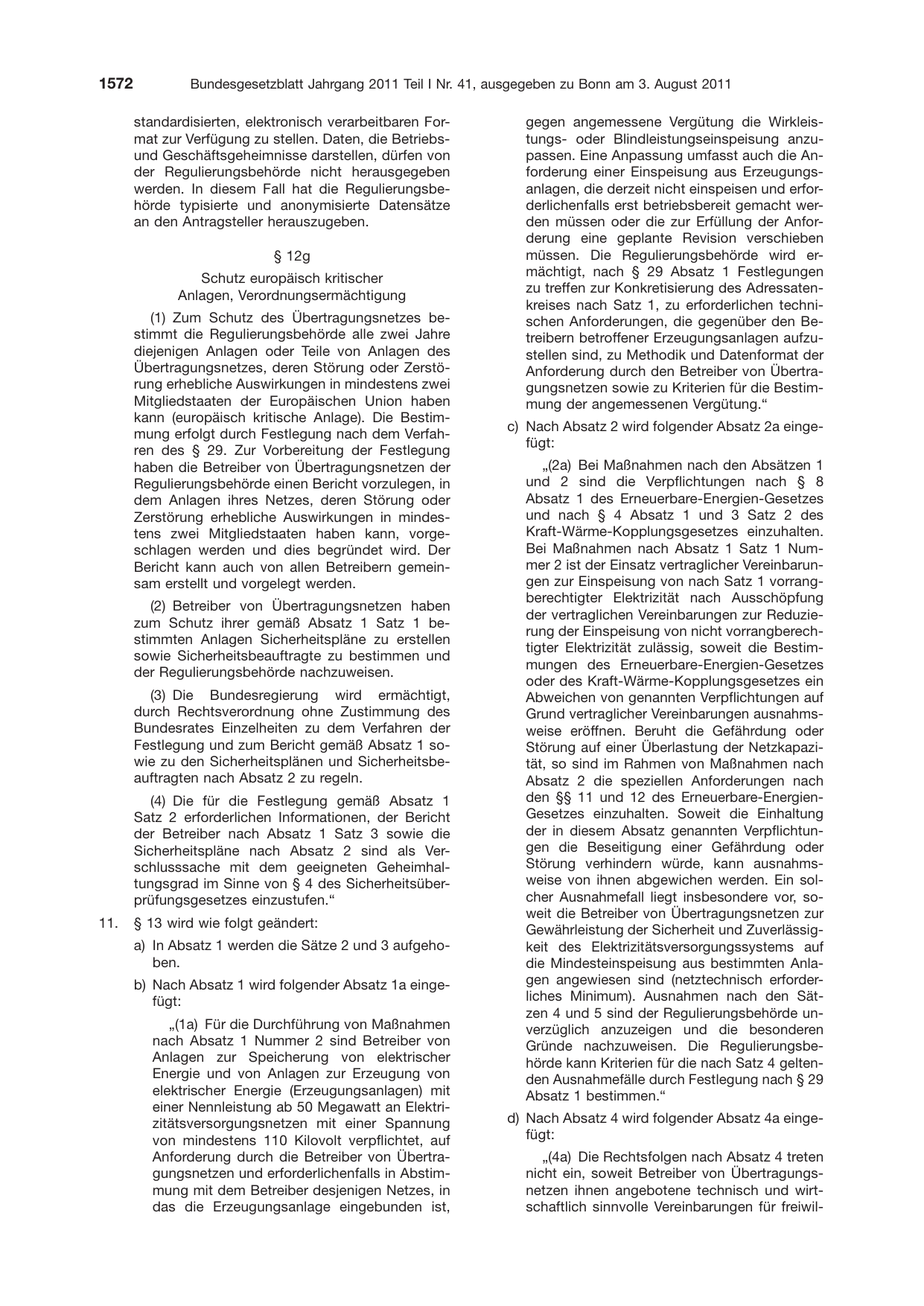 BGBl. 2011, Seite 1572 — Originalseite als Abbildung
