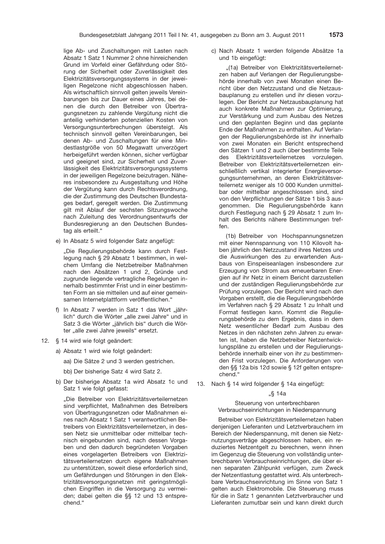 BGBl. 2011, Seite 1573 — Originalseite als Abbildung