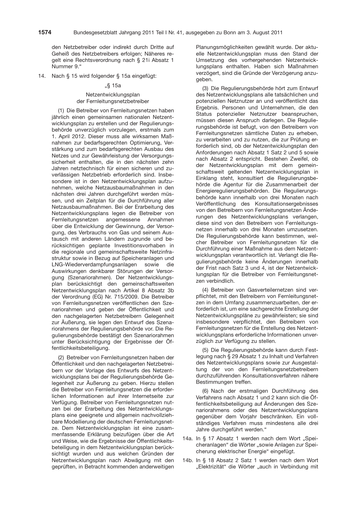 BGBl. 2011, Seite 1574 — Originalseite als Abbildung