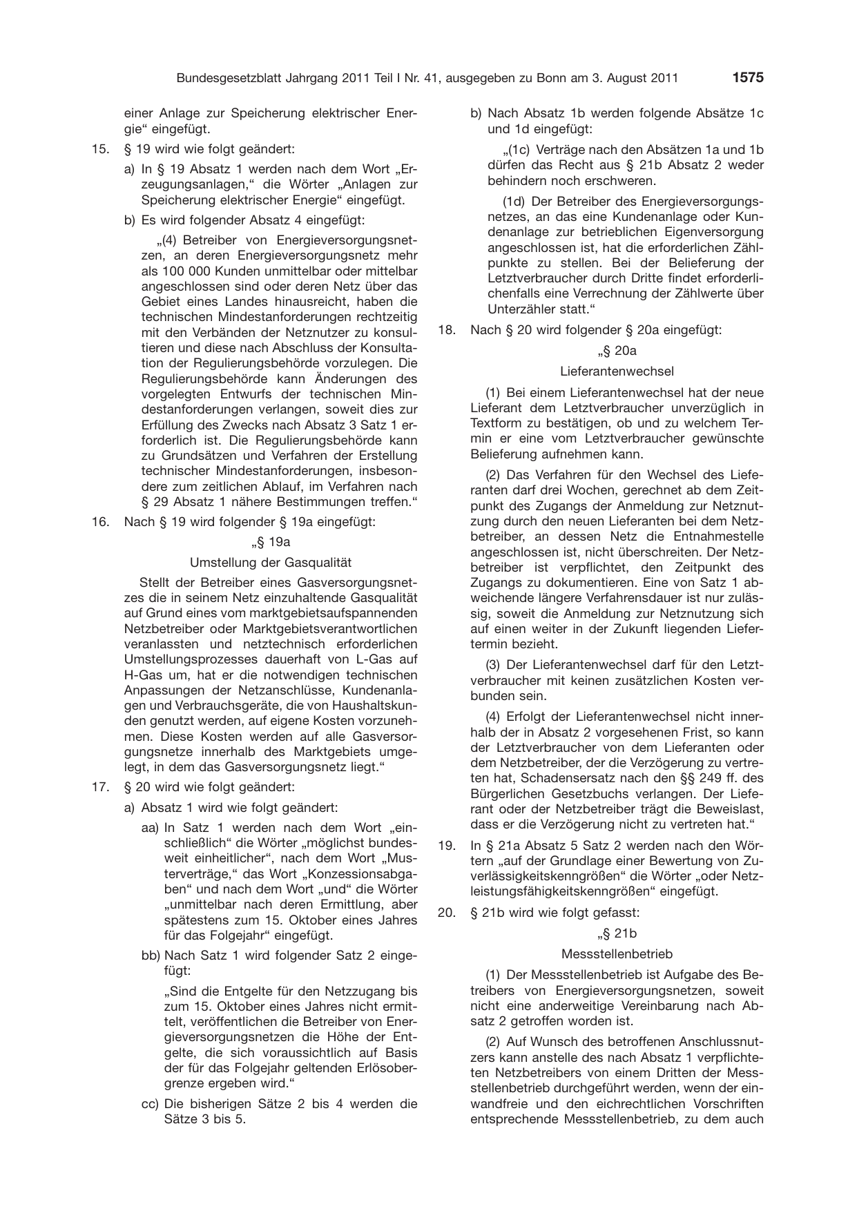 BGBl. 2011, Seite 1575 — Originalseite als Abbildung