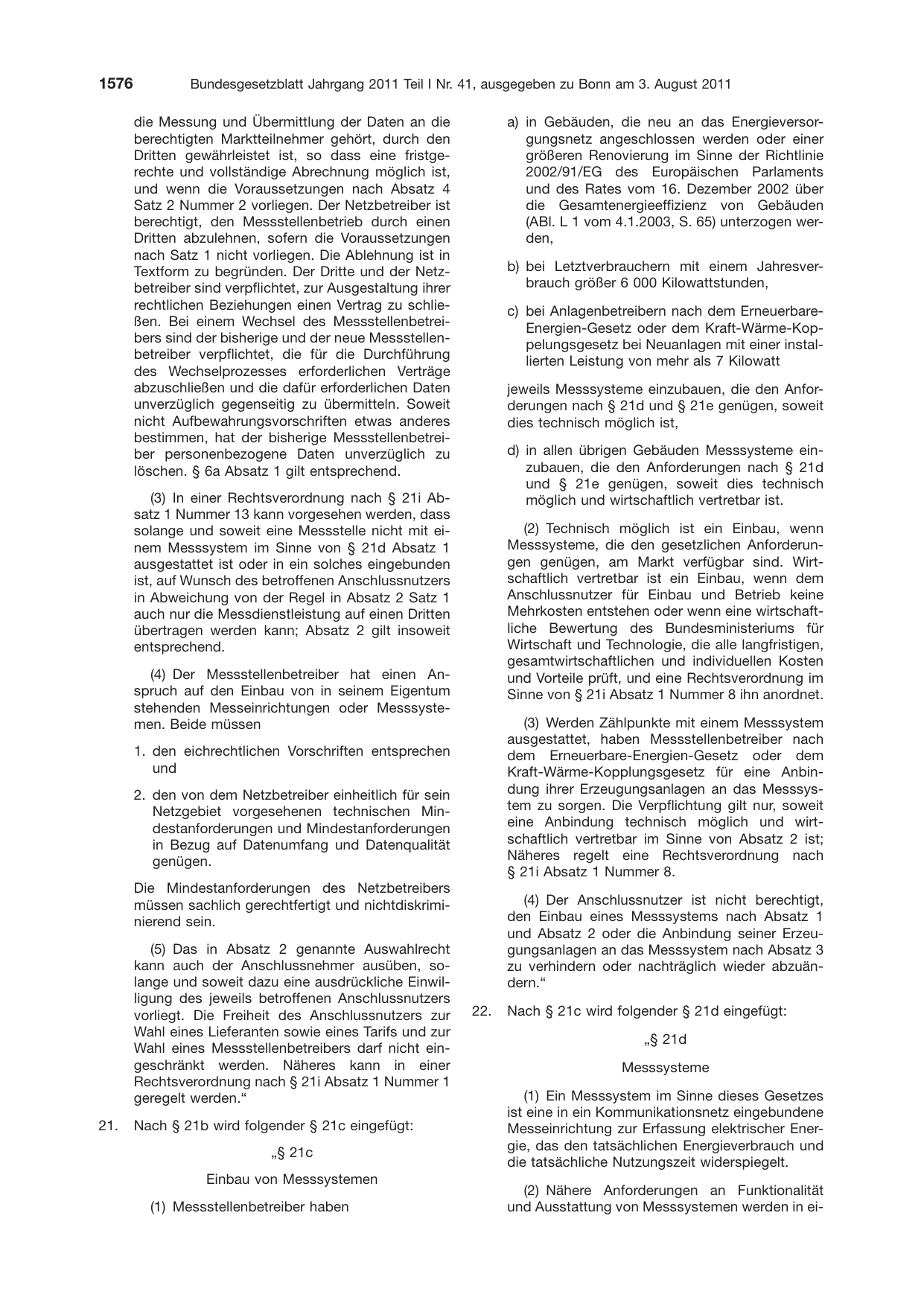 BGBl. 2011, Seite 1576 — Originalseite als Abbildung