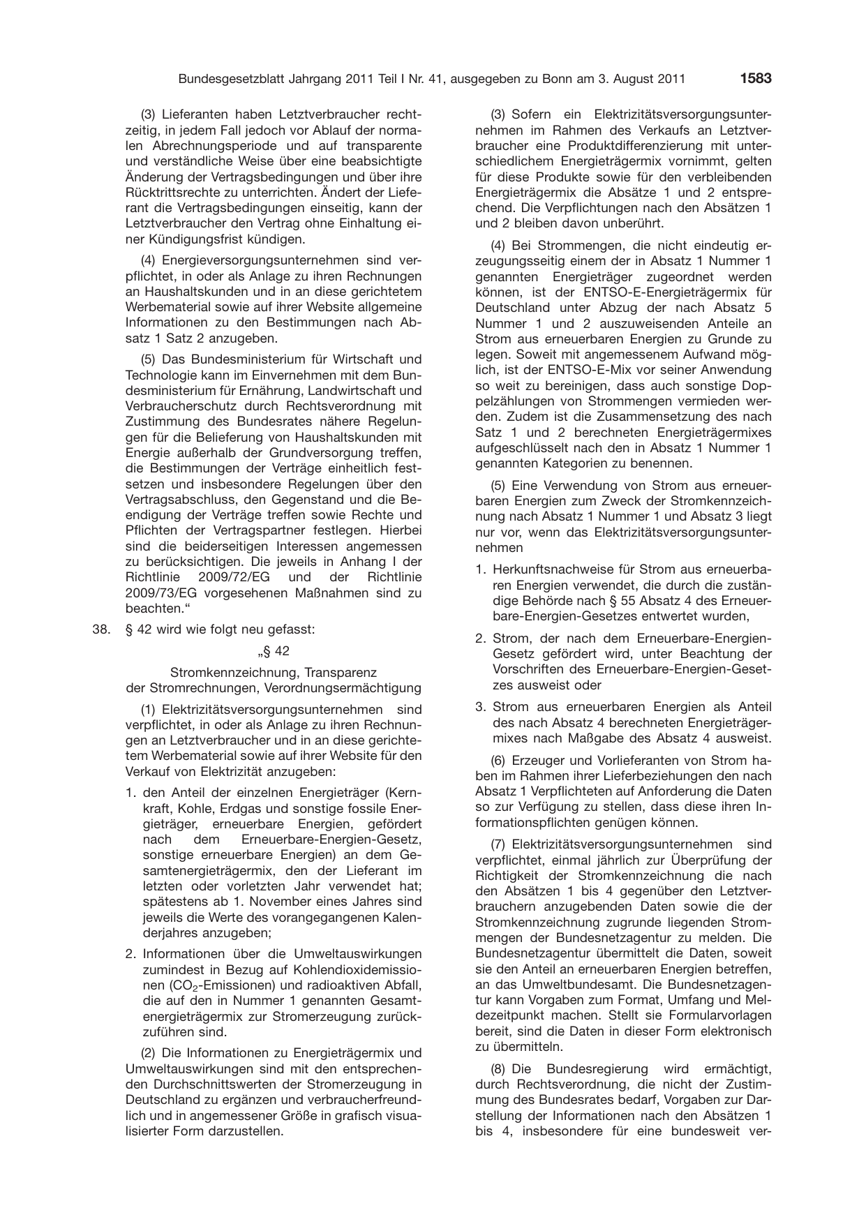 BGBl. 2011, Seite 1583 — Originalseite als Abbildung