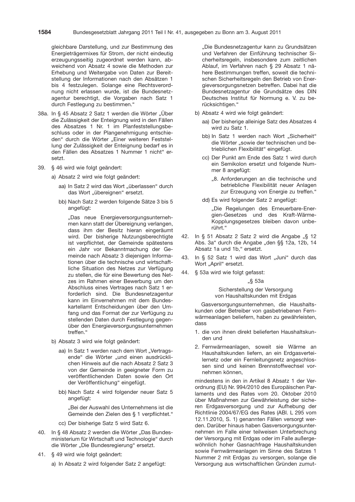BGBl. 2011, Seite 1584 — Originalseite als Abbildung