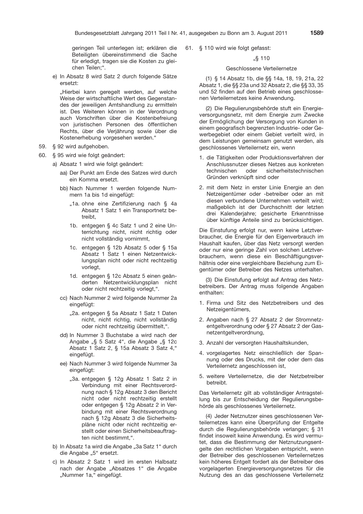 BGBl. 2011, Seite 1589 — Originalseite als Abbildung