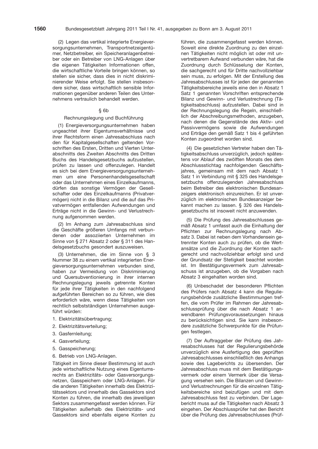 BGBl. 2011, Seite 1560 — Originalseite als Abbildung