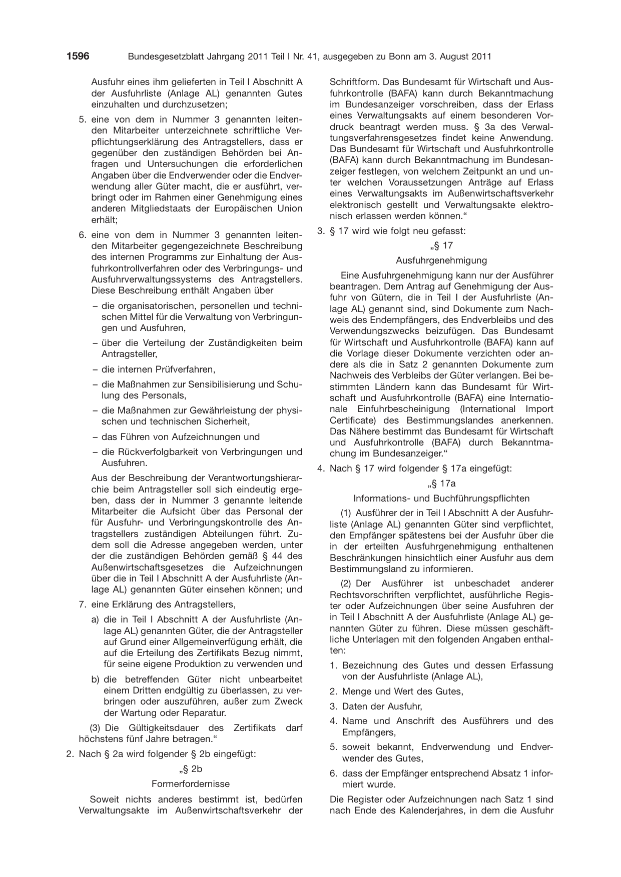 BGBl. 2011, Seite 1596 — Originalseite als Abbildung