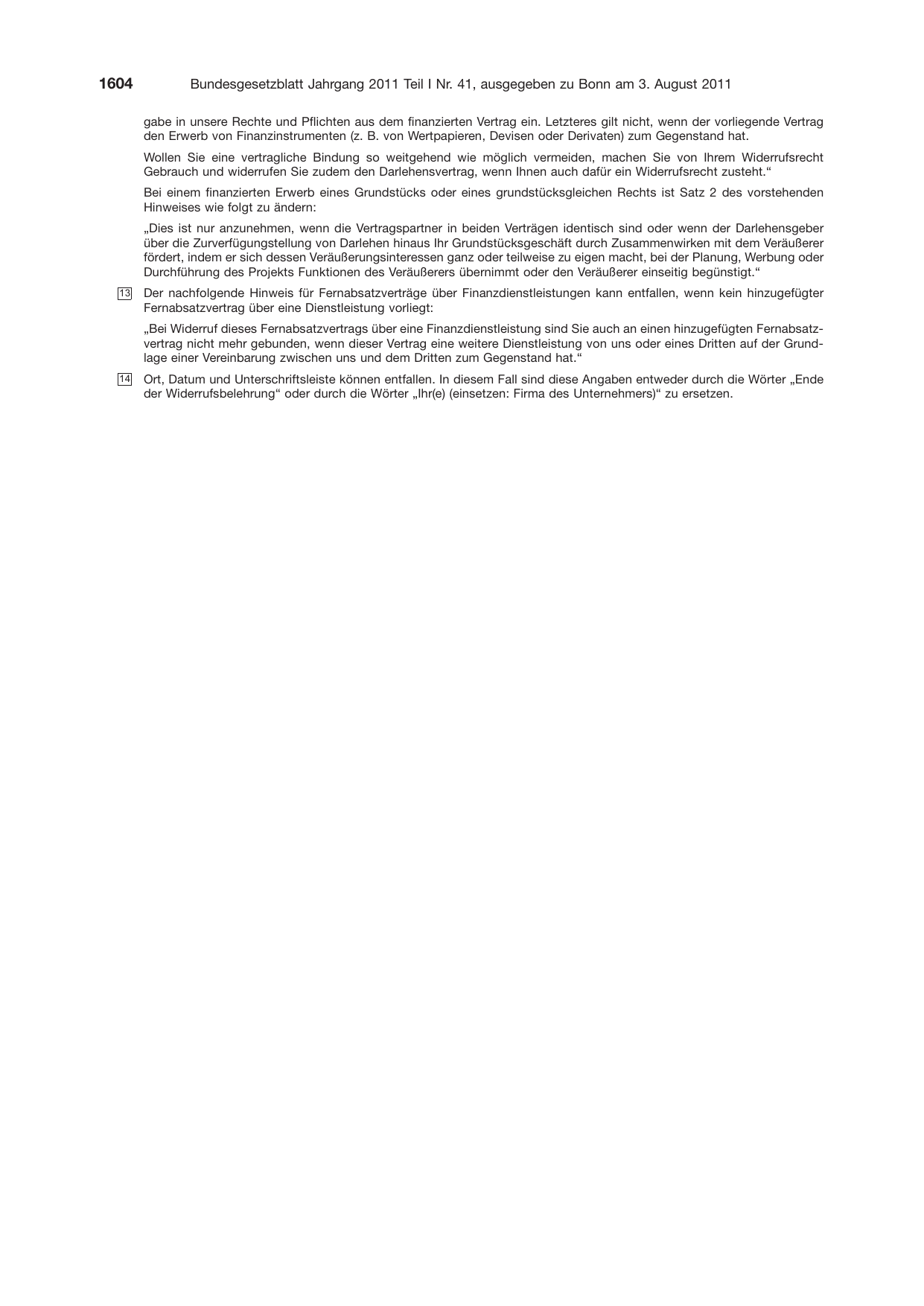 BGBl. 2011, Seite 1604 — Originalseite als Abbildung