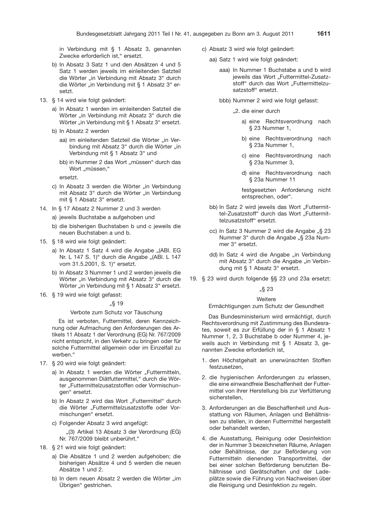 BGBl. 2011, Seite 1611 — Originalseite als Abbildung