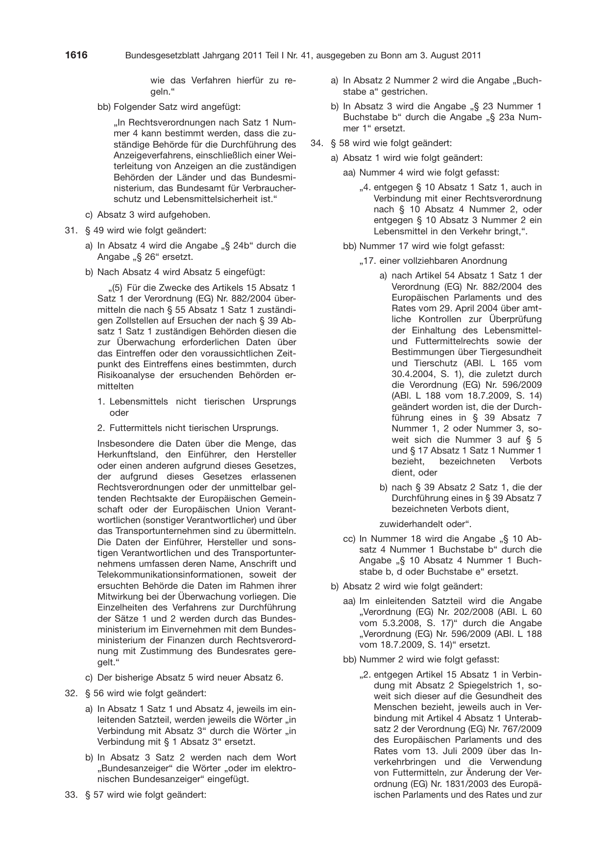 BGBl. 2011, Seite 1616 — Originalseite als Abbildung