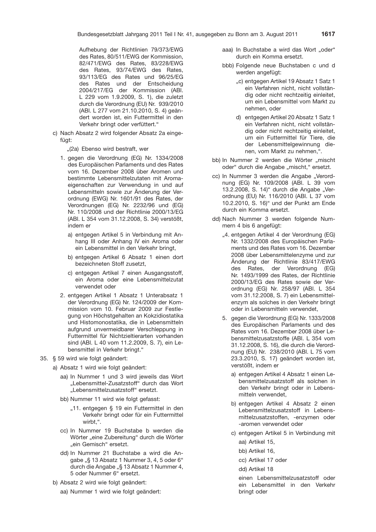 BGBl. 2011, Seite 1617 — Originalseite als Abbildung