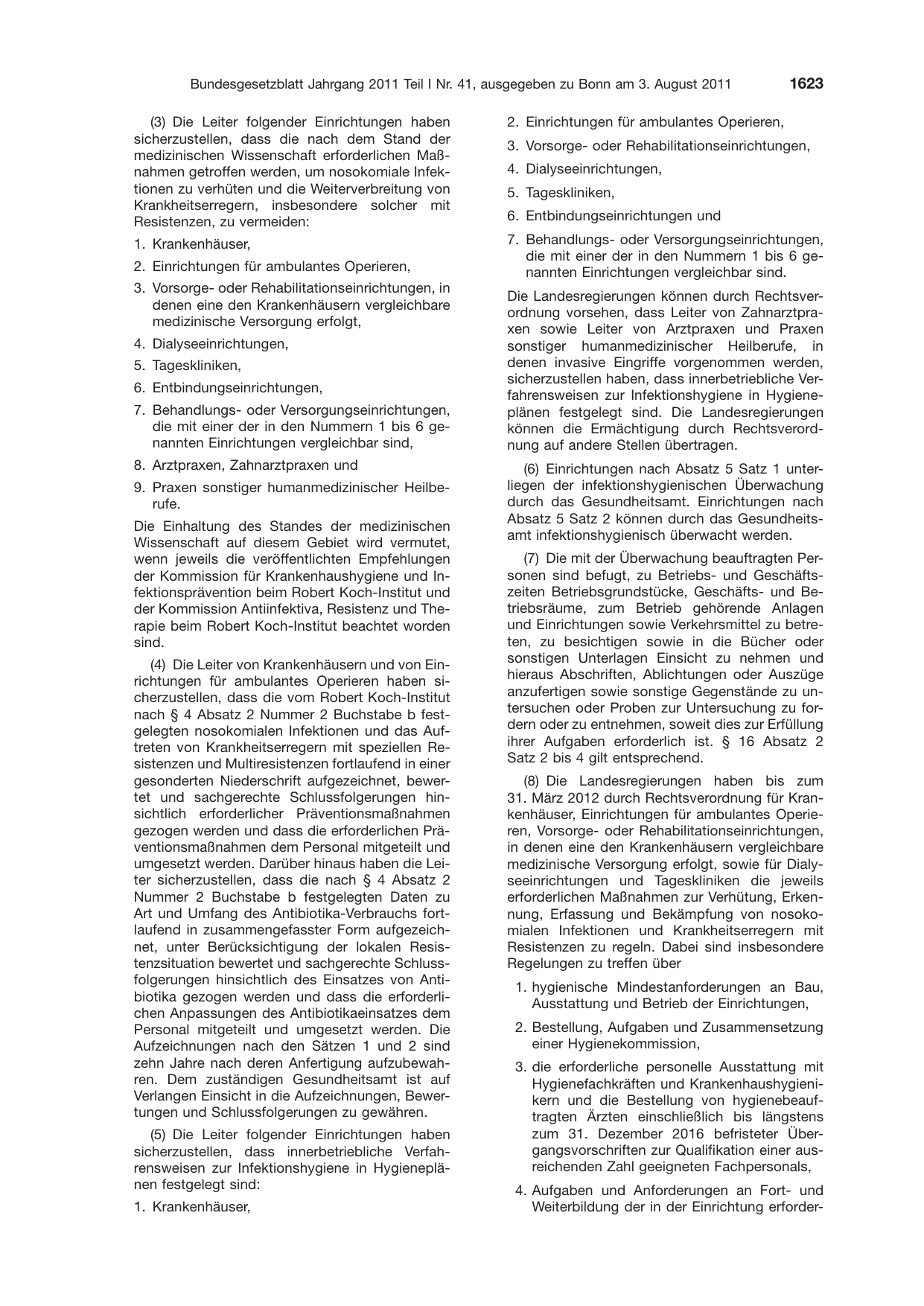 BGBl. 2011, Seite 1623 — Originalseite als Abbildung