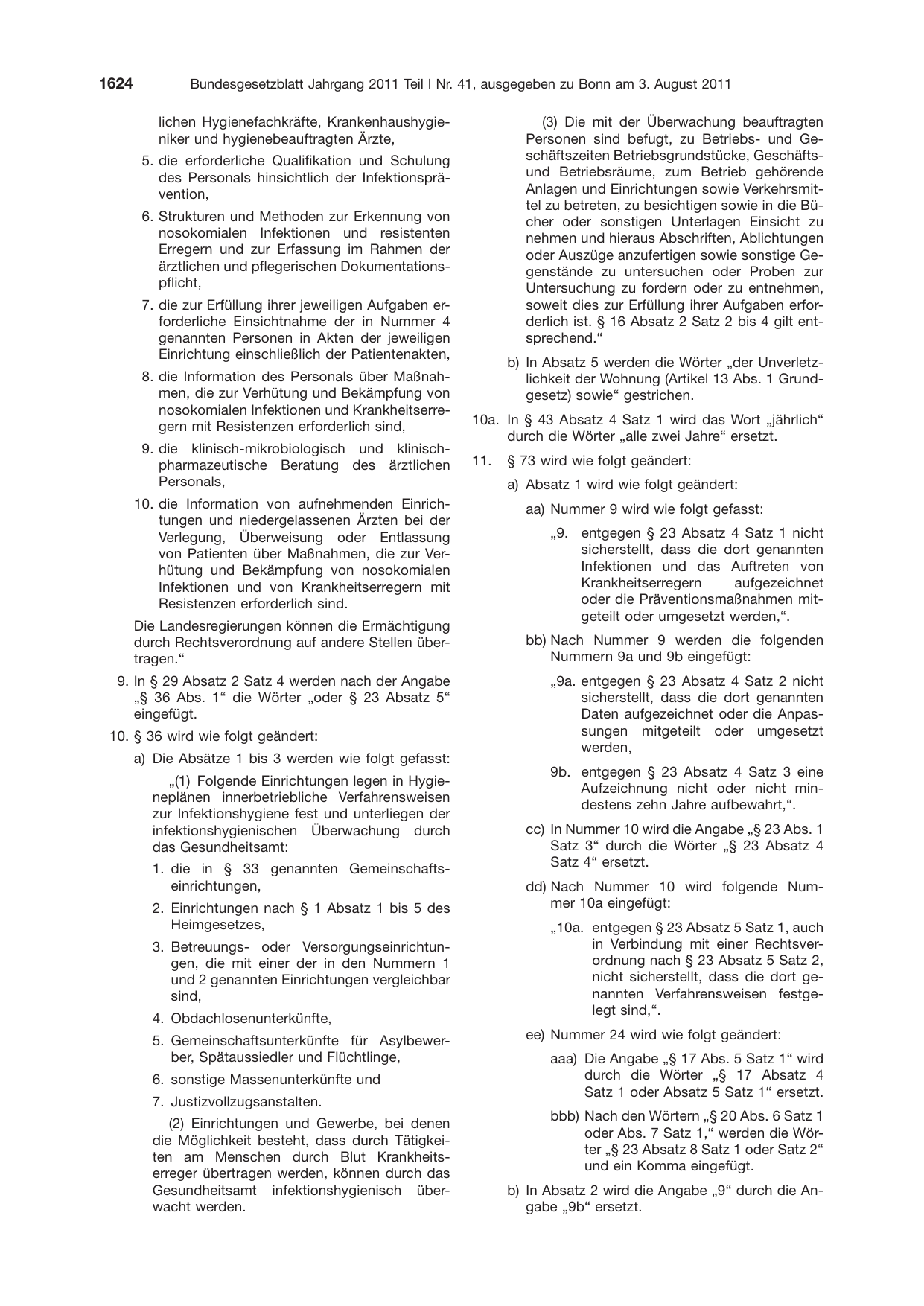 BGBl. 2011, Seite 1624 — Originalseite als Abbildung