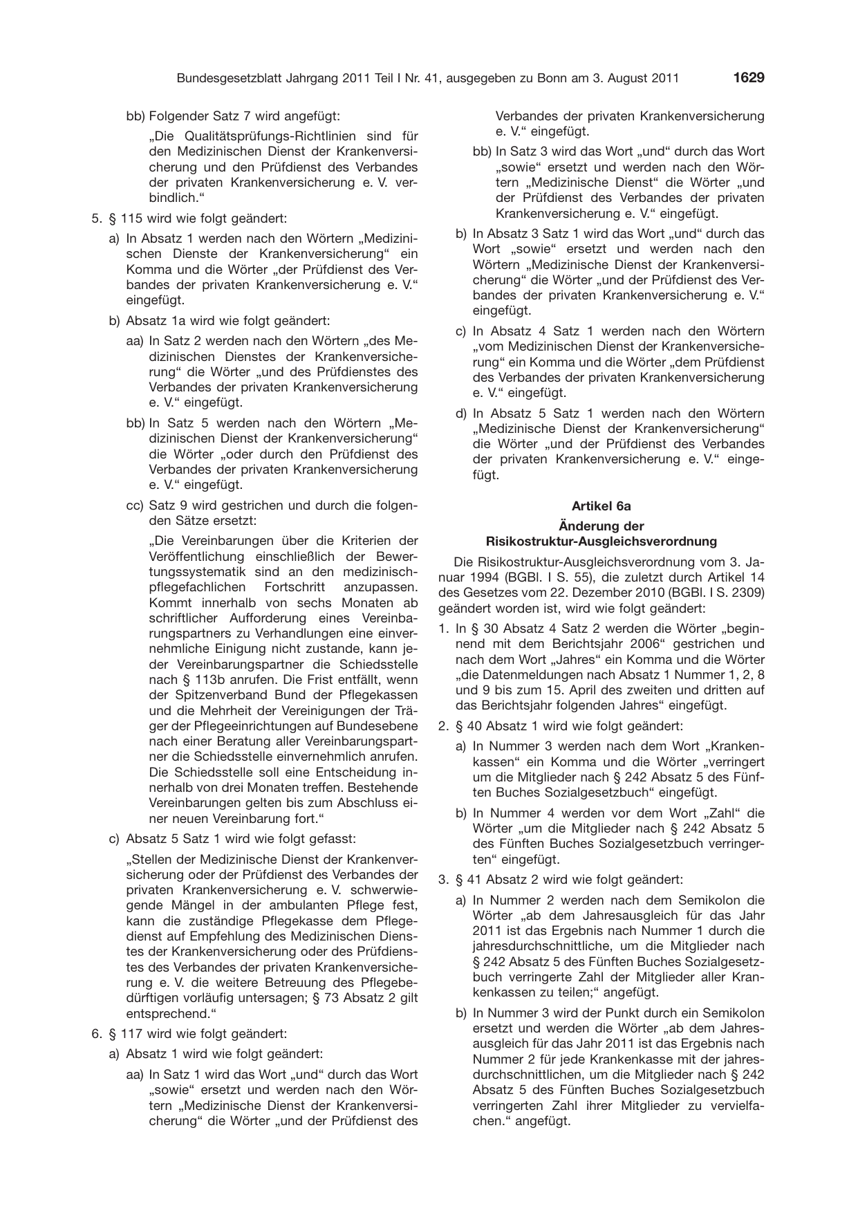 BGBl. 2011, Seite 1629 — Originalseite als Abbildung