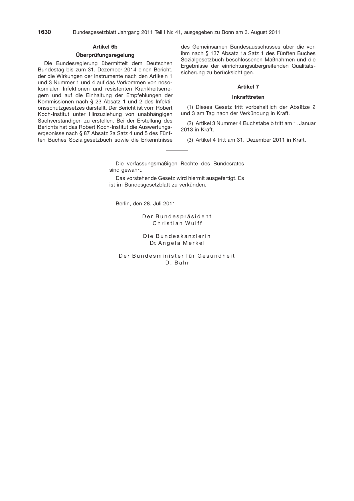BGBl. 2011, Seite 1630 — Originalseite als Abbildung