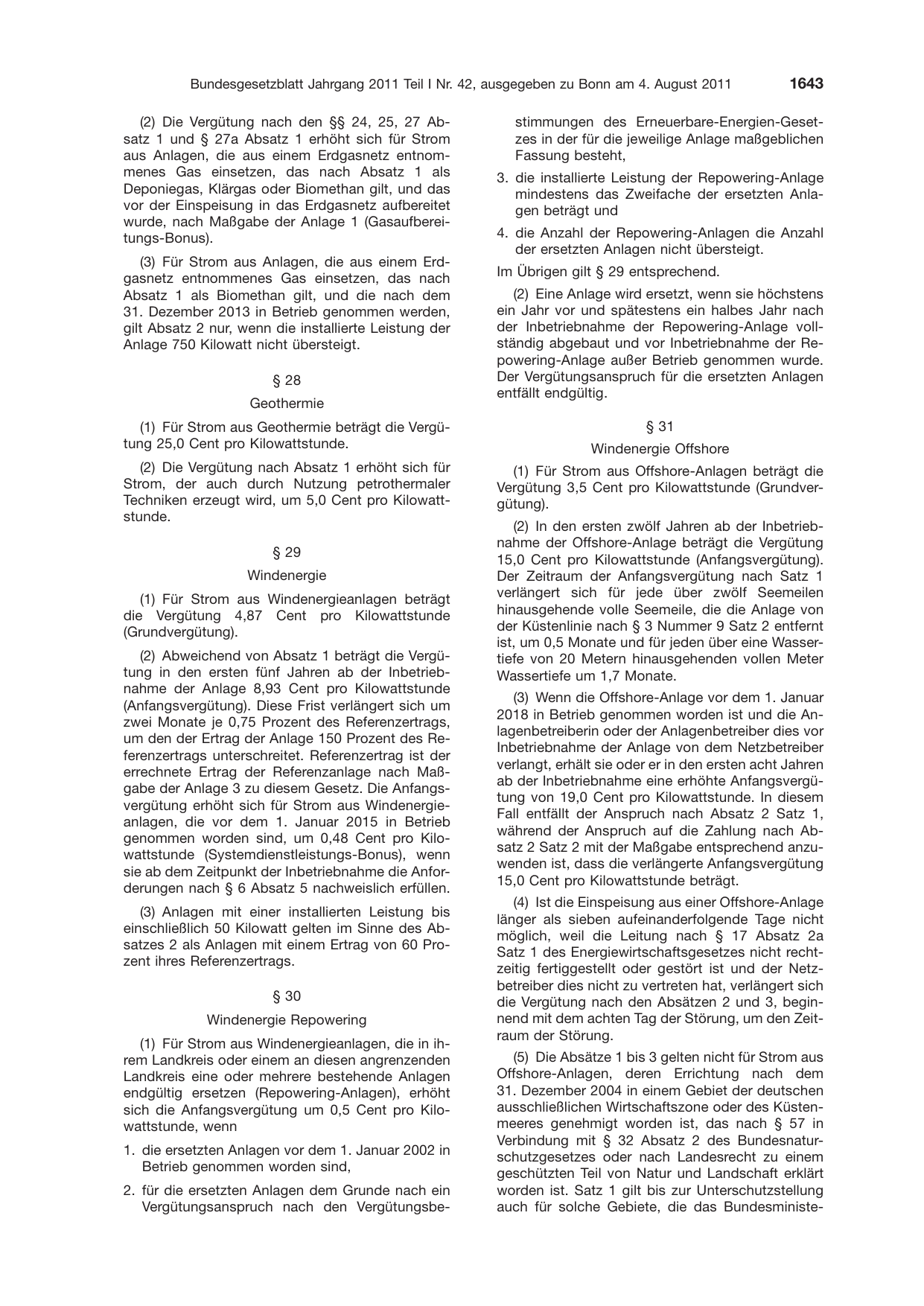 BGBl. 2011, Seite 1643 — Originalseite als Abbildung