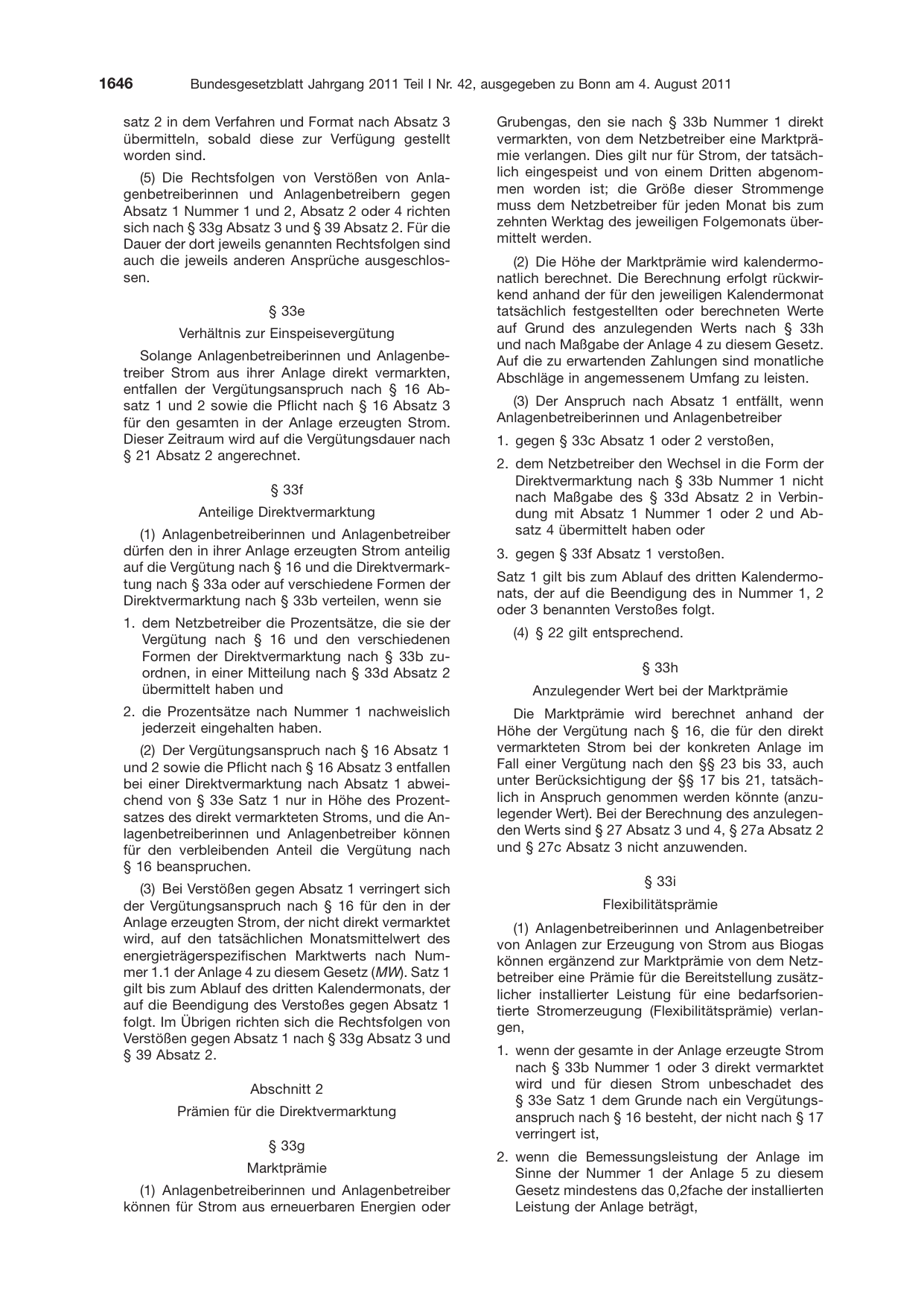BGBl. 2011, Seite 1646 — Originalseite als Abbildung