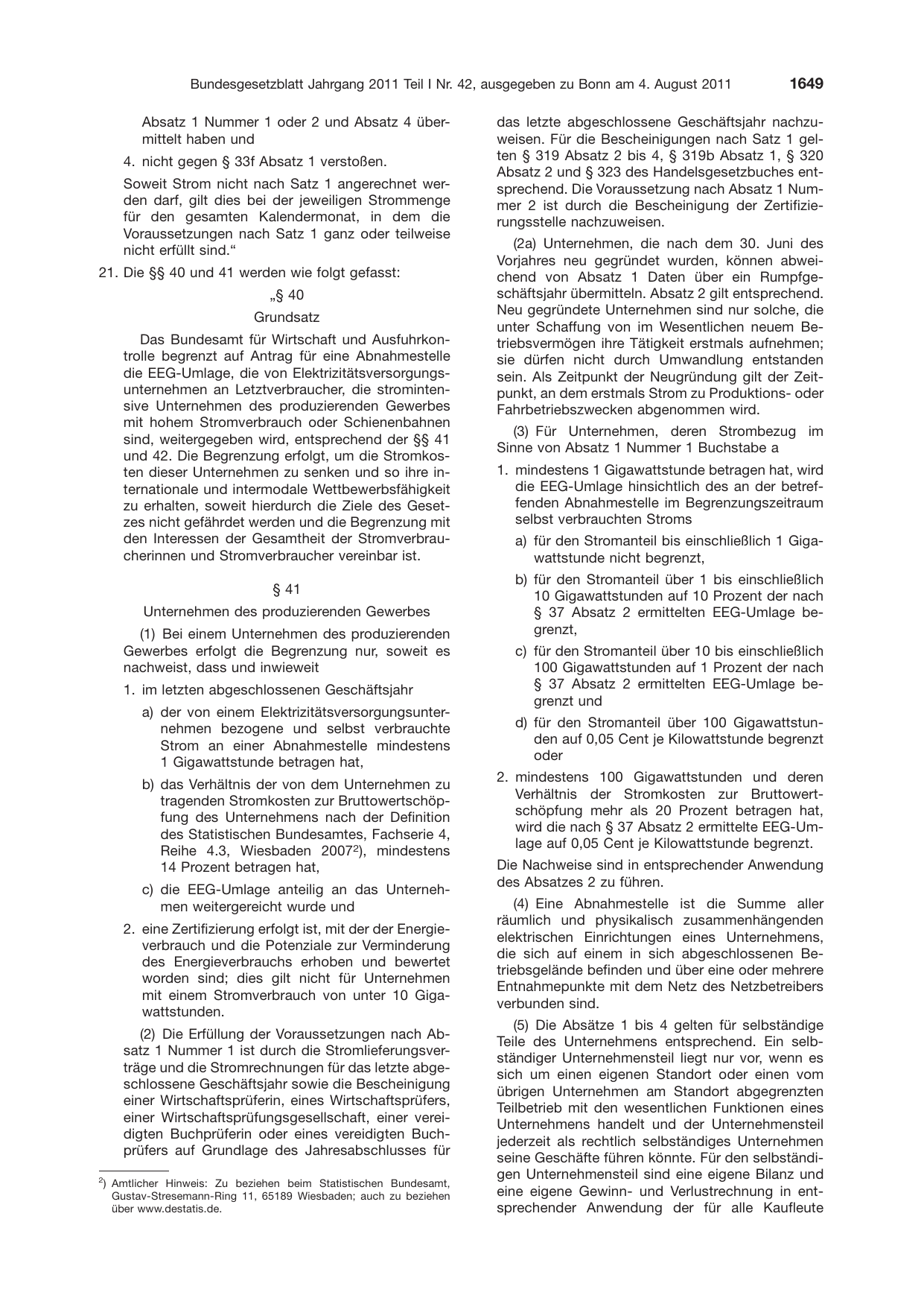 BGBl. 2011, Seite 1649 — Originalseite als Abbildung
