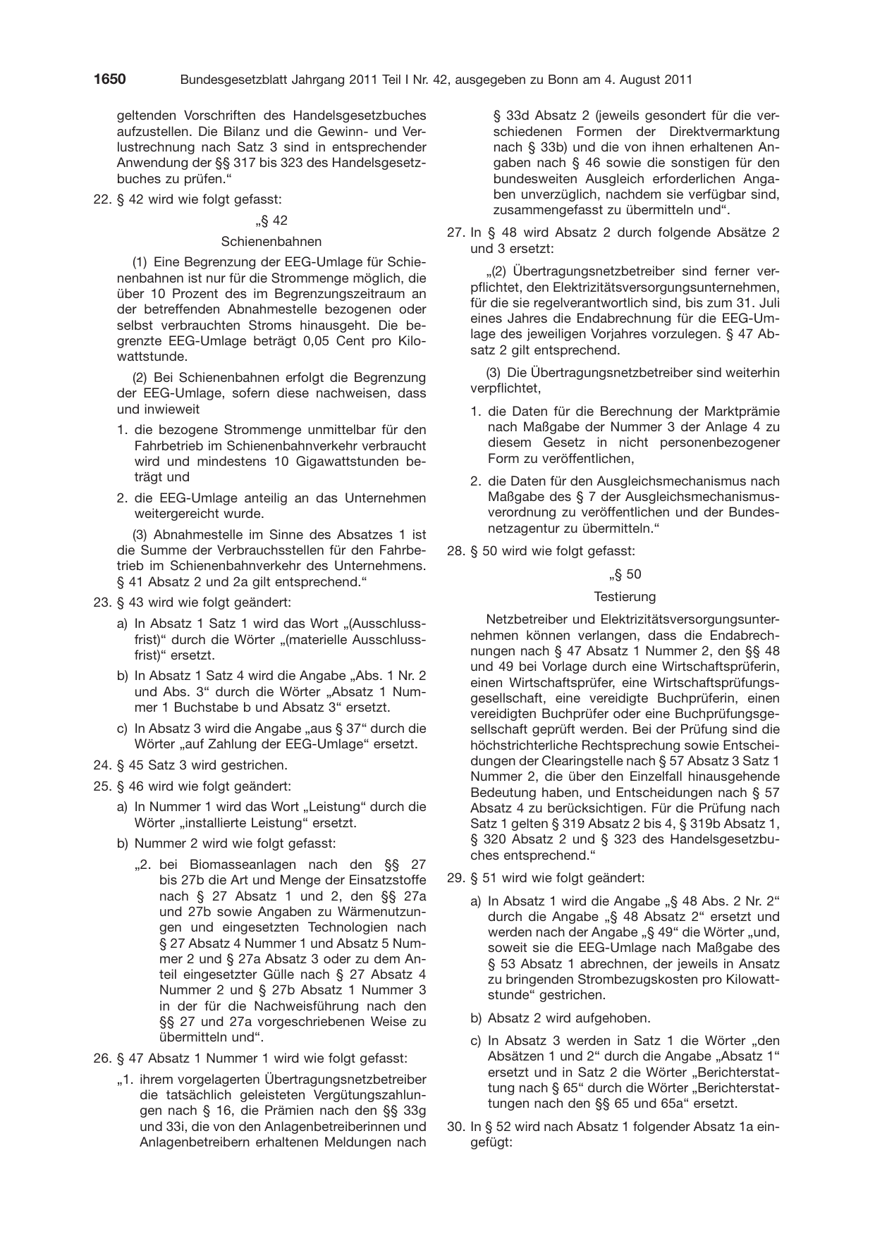 BGBl. 2011, Seite 1650 — Originalseite als Abbildung